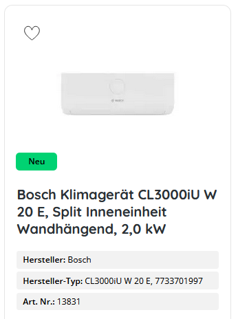 Bosch Klimagerät CL3000iU W 20 E