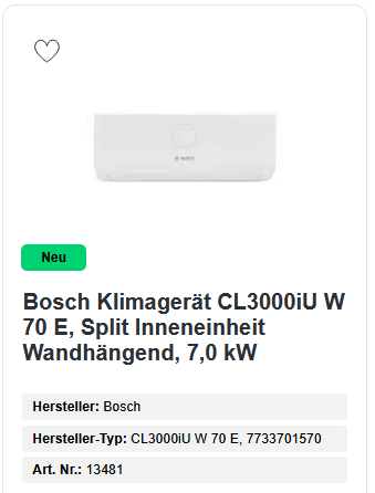 Bosch Klimagerät CL3000iU W 70 E