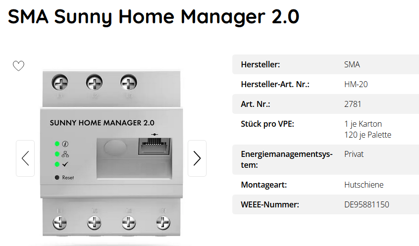 SMA Sunny Home Manager 2.0