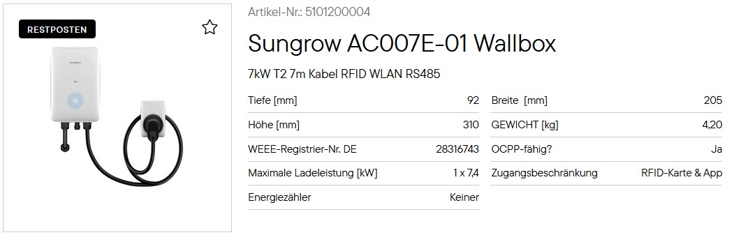 Sungrow AC007E-01 Wallbox