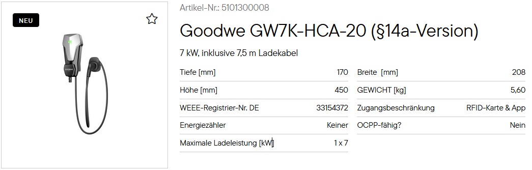 Goodwe GW7K-HCA-20 (§14a-Version) - Verfügbar ab KW: 12/2026