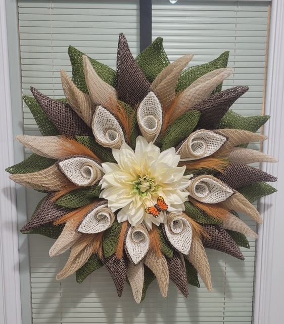 Handmade Burlap Flower Wreath