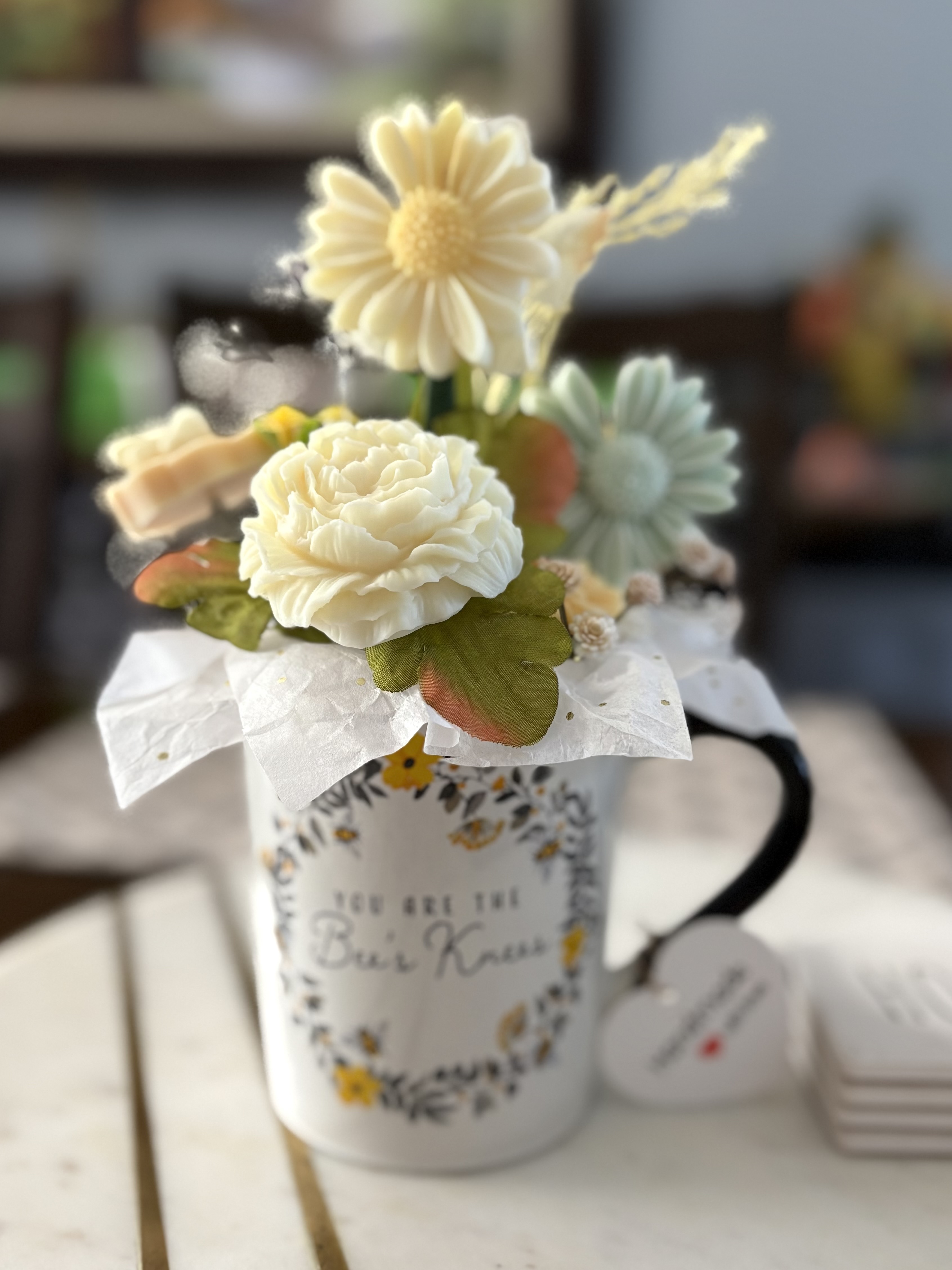 Ceramic Mug with wax melts Flowers 