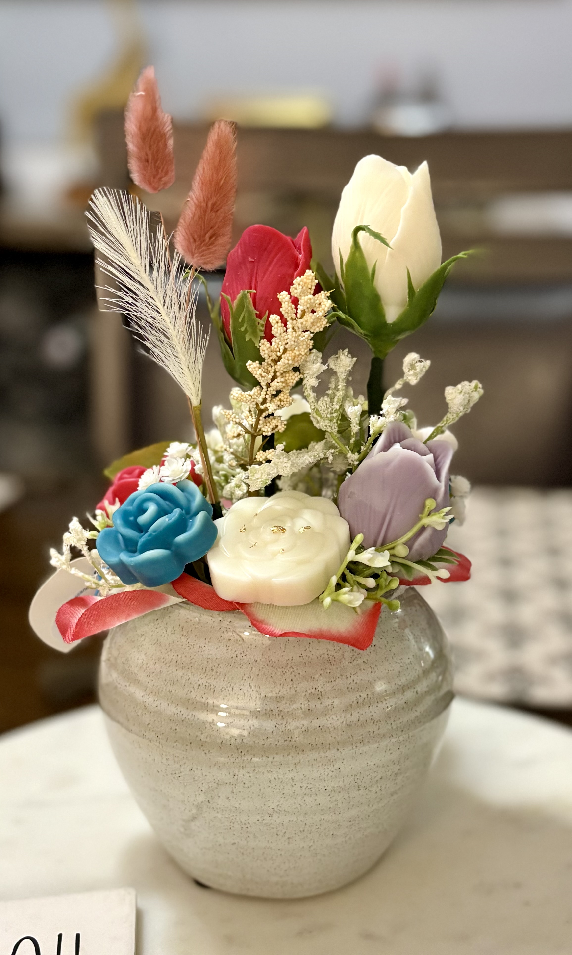 Flower Arrangement in Ceramic Vase