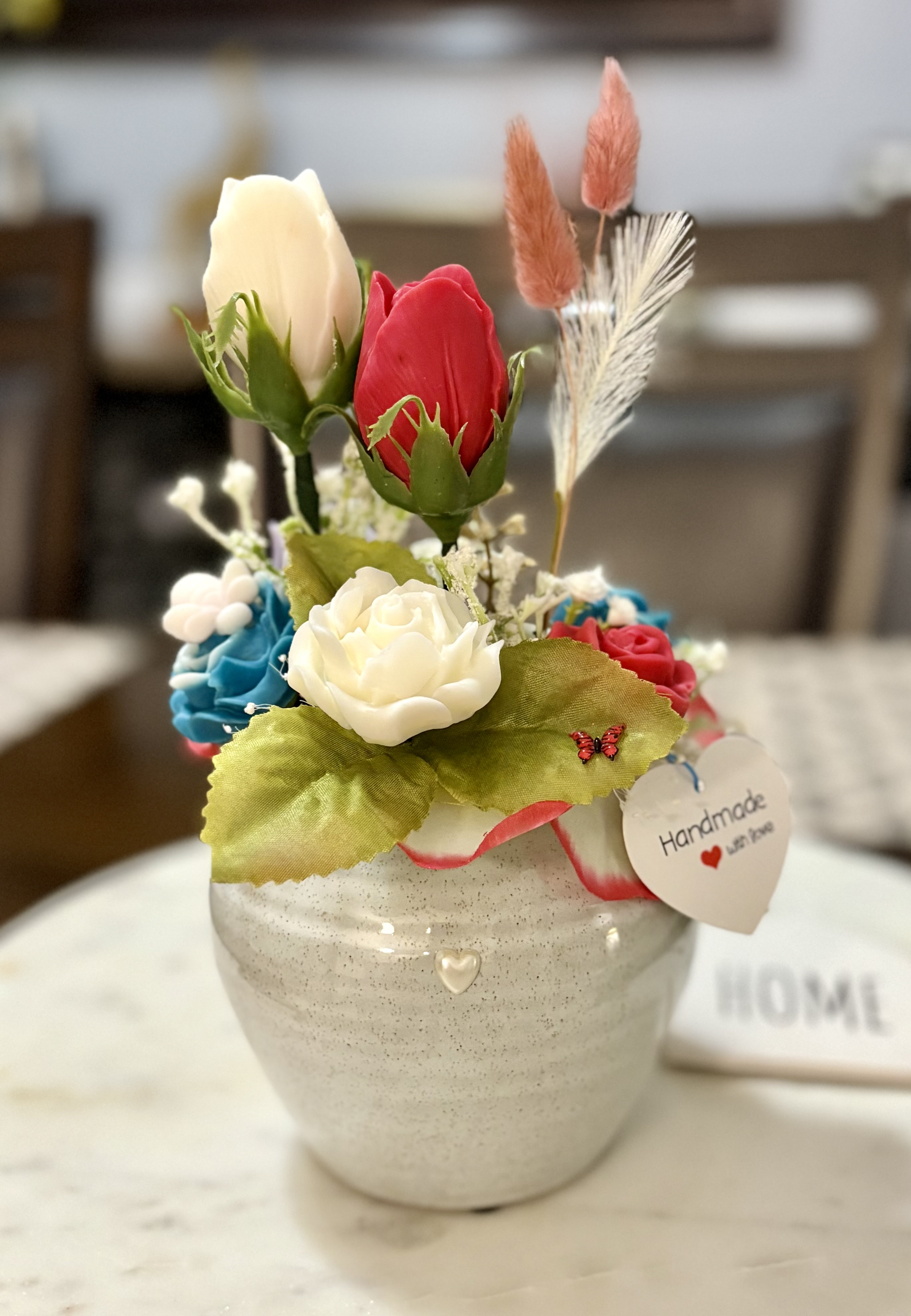 Flower Arrangement in Ceramic Vase