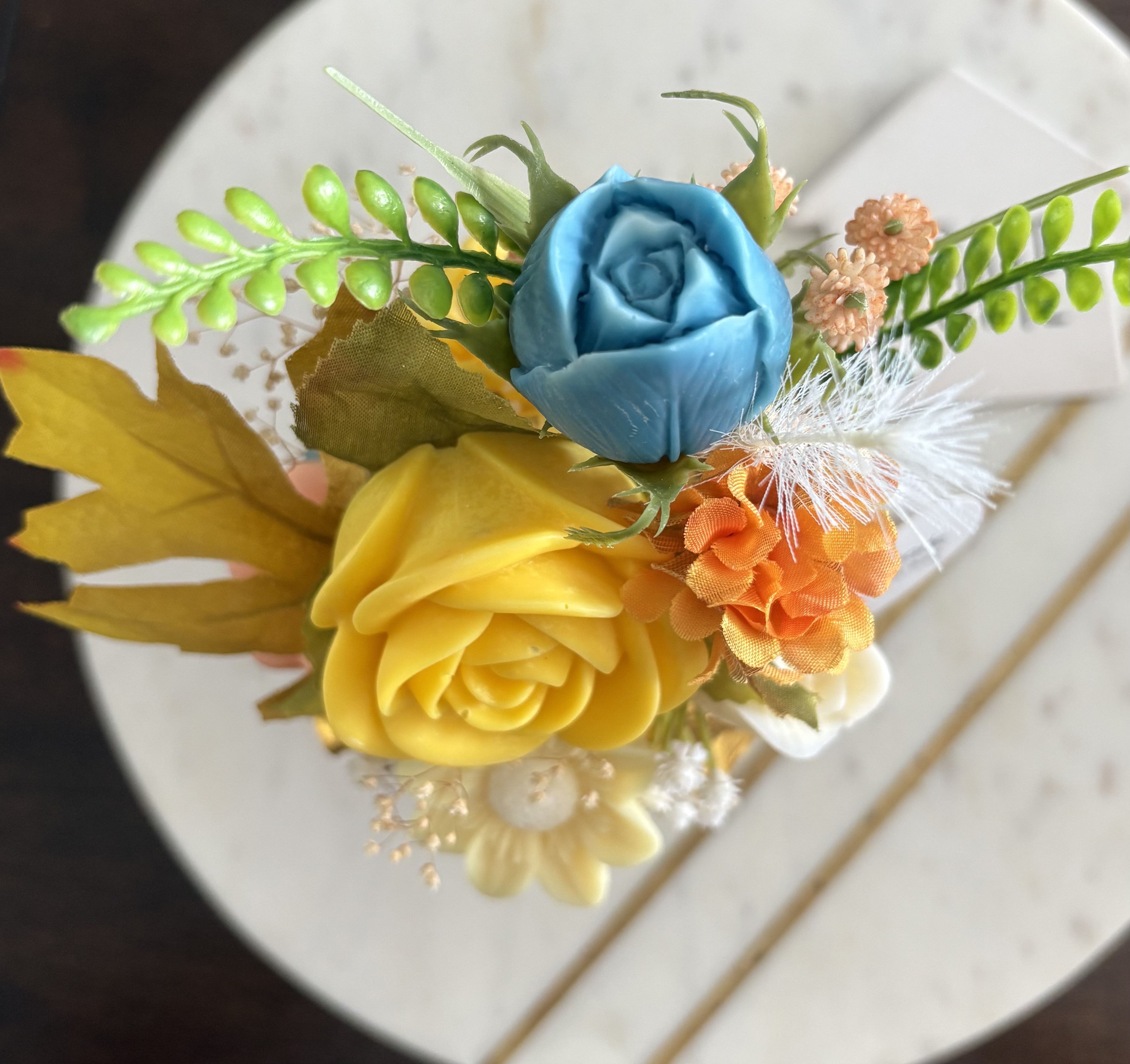 Handmade floral mug arrangement