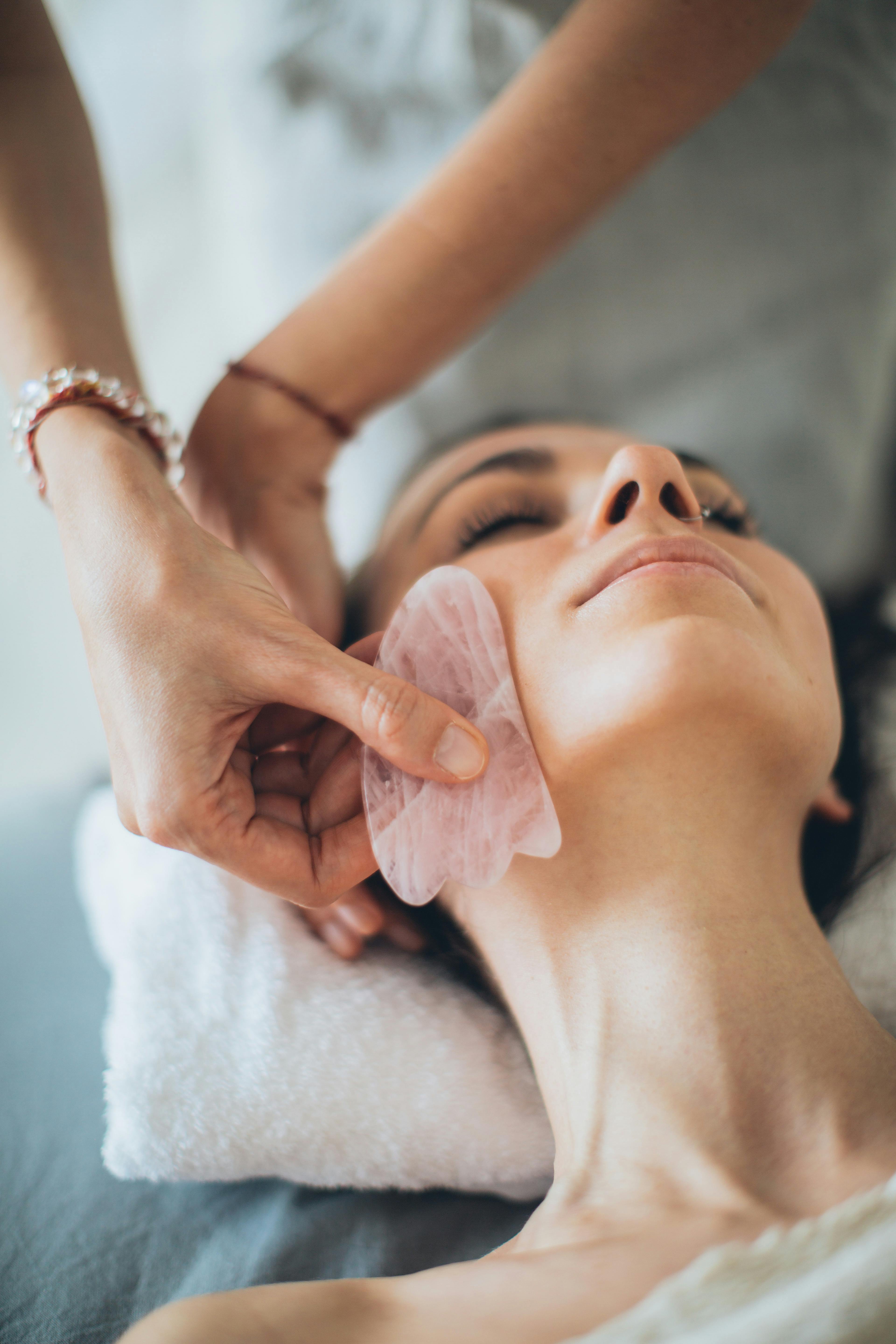 Rose quartz Gua sha for skincare