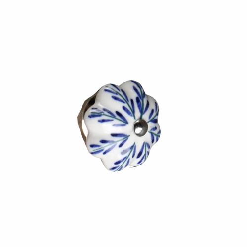 Indigo Bloom Ceramic Knob