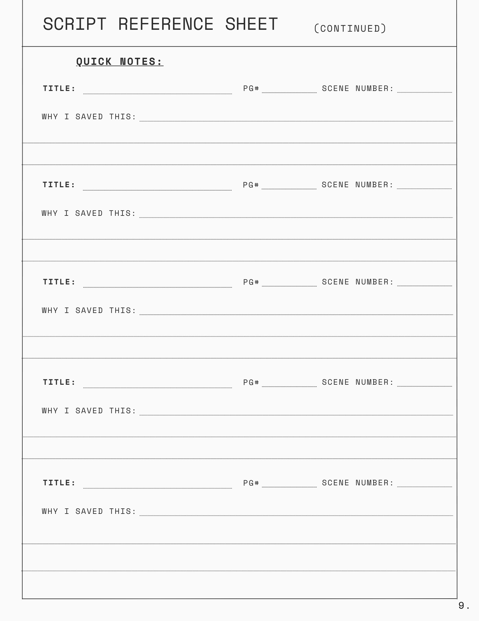 Read Like a Screenwriter: Workbook & Reference Guide