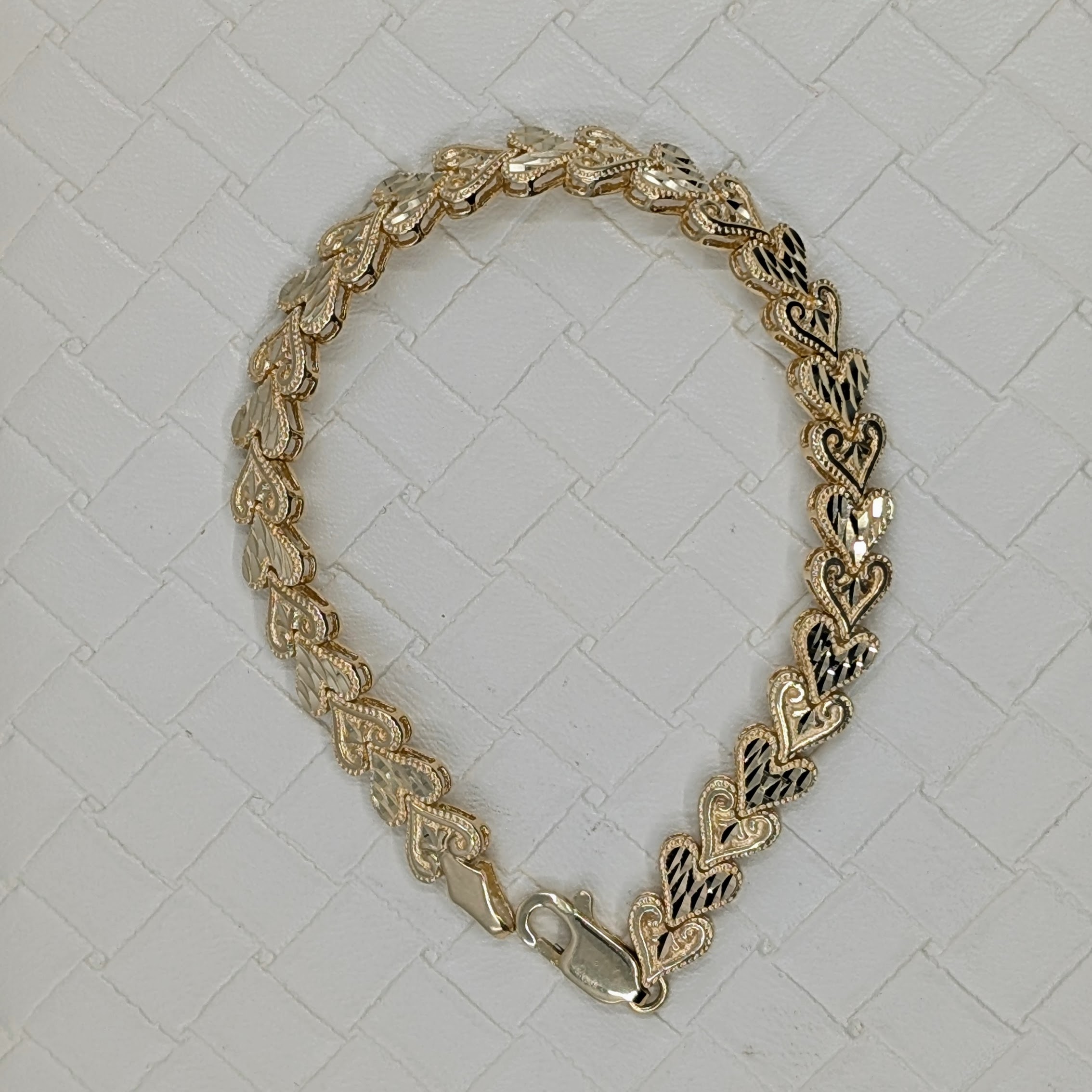 14k Heart Link Bracelet