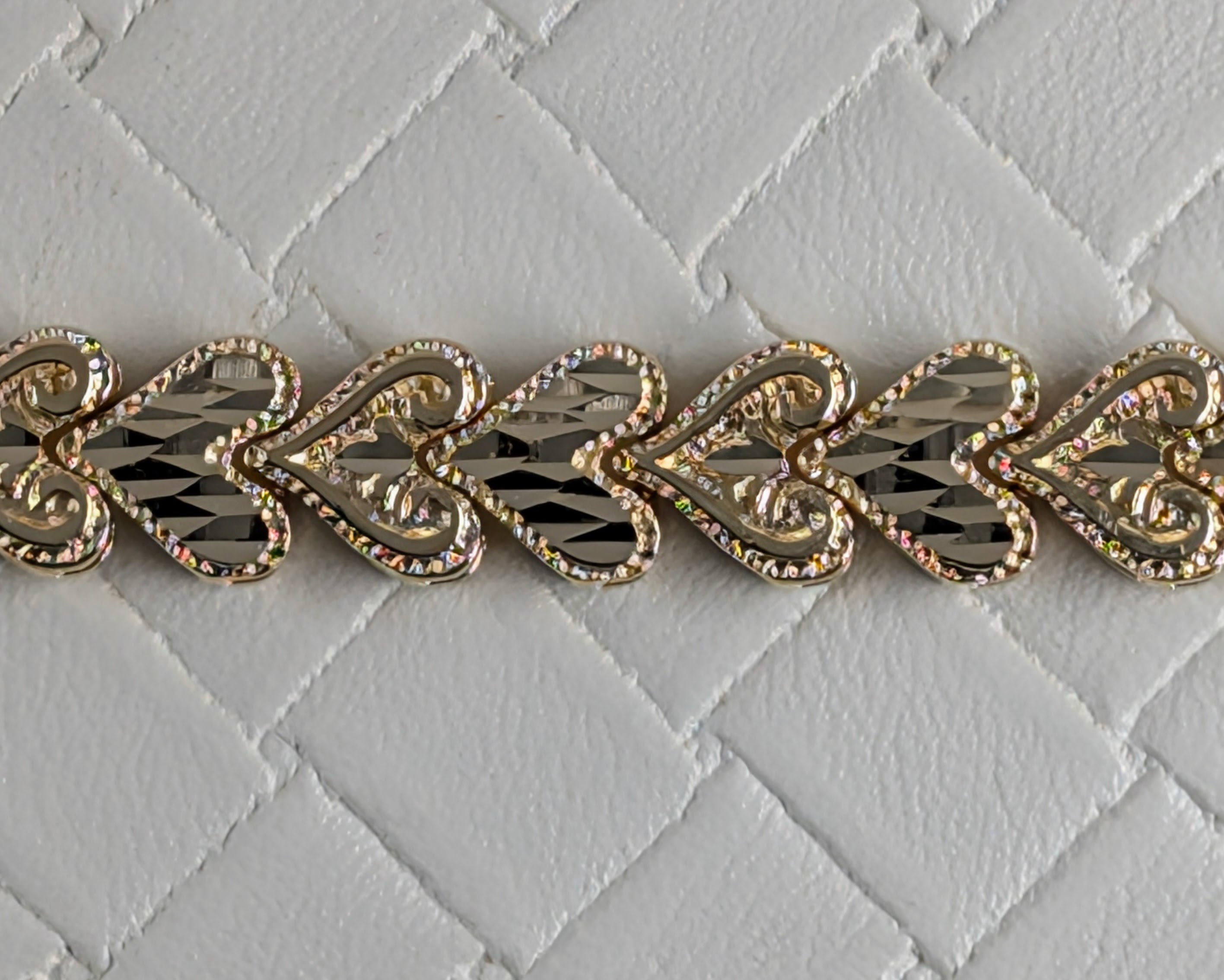 14k Heart Link Bracelet