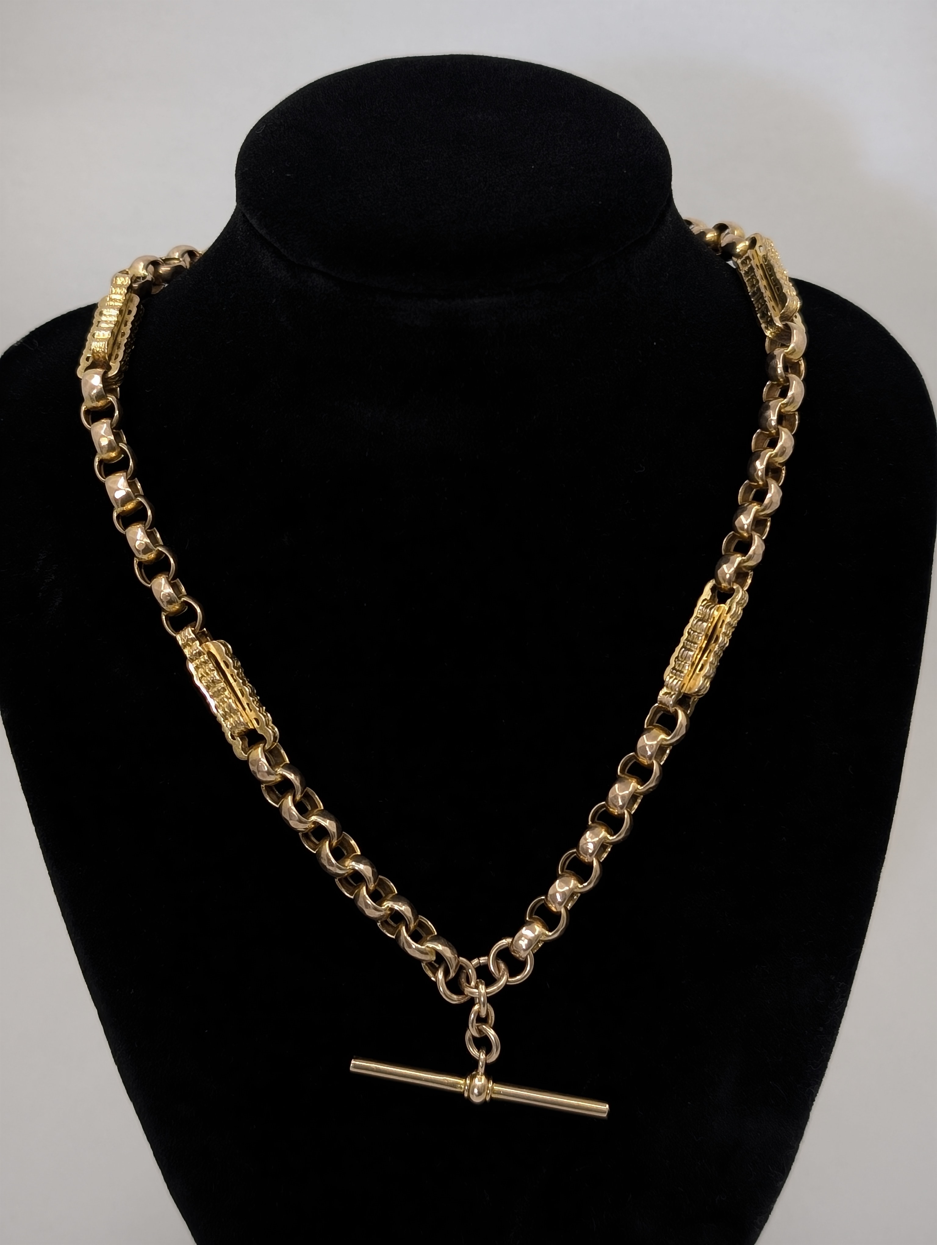 Unique Antique Chunky Star Link Watch Chain with Watch Fob Pendant