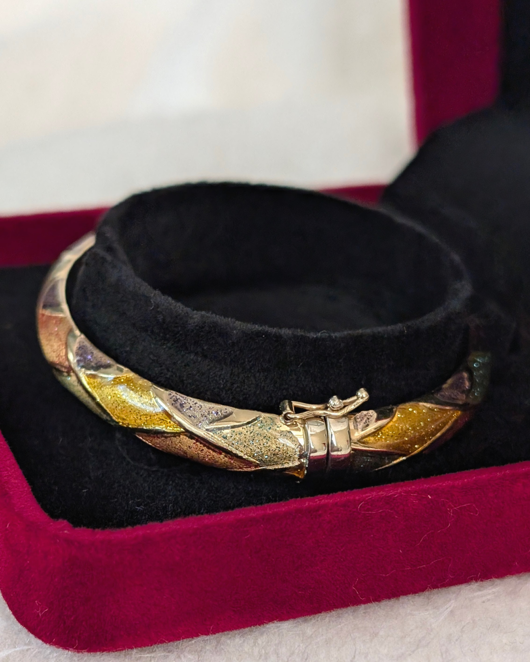 14K Harlequin Enamel Bangle