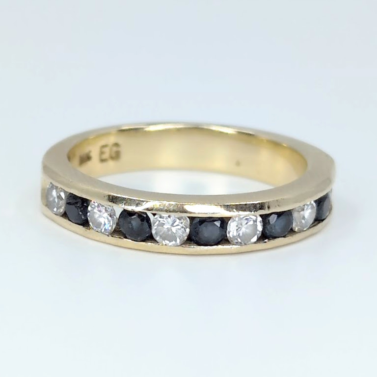 14k Half Eternity Band with Sapphires and Diamonds
