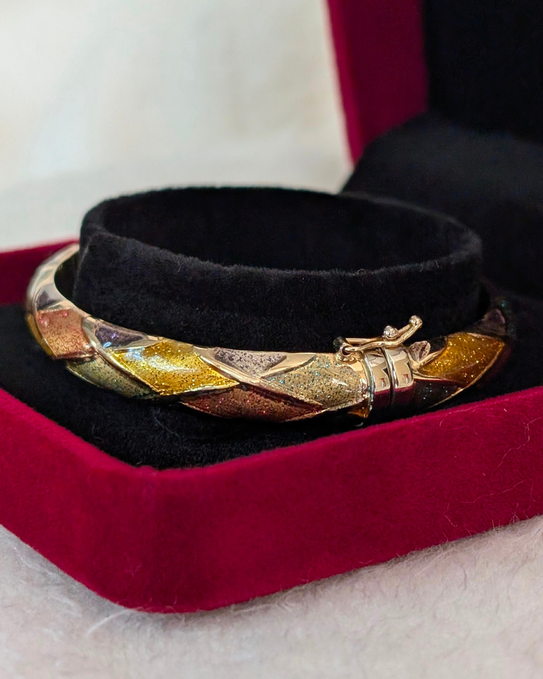 14K Harlequin Enamel Bangle