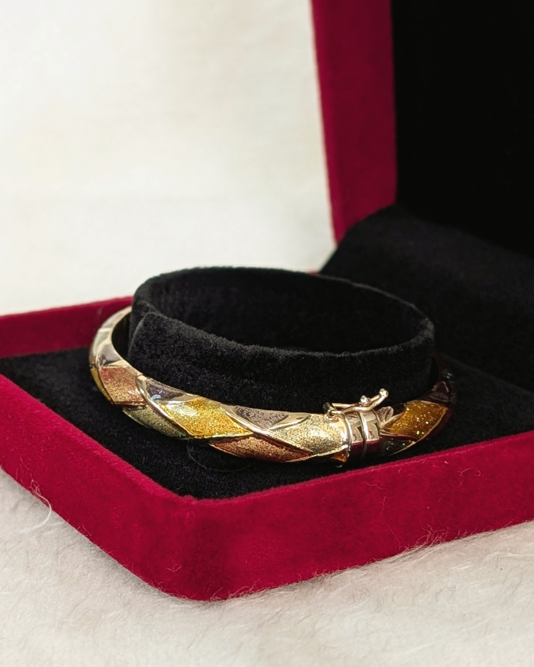 14K Harlequin Enamel Bangle