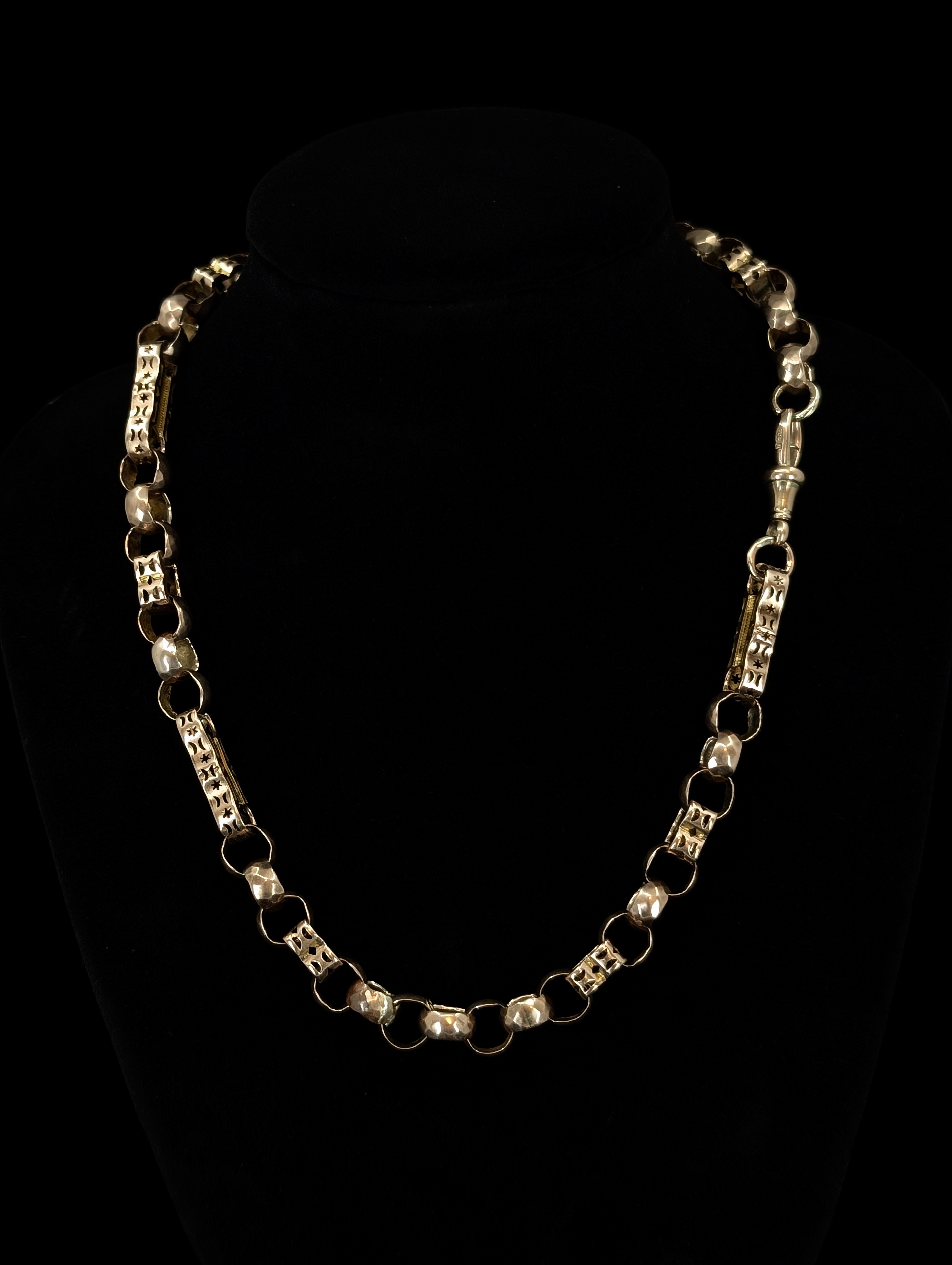 Rare Antique Star Link Watch Chain with Dog Clip