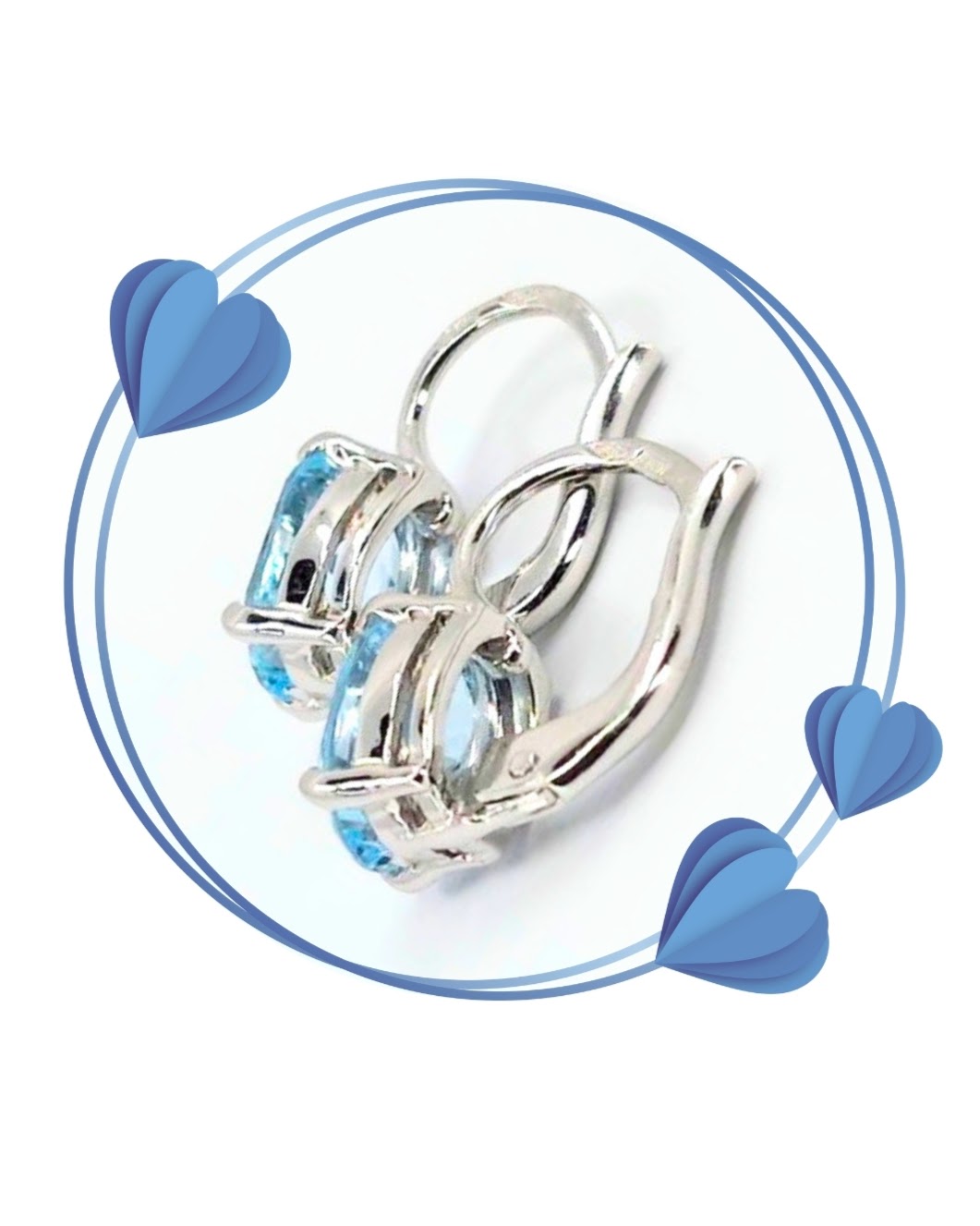 18k Blue Topaz Leverback Earrings