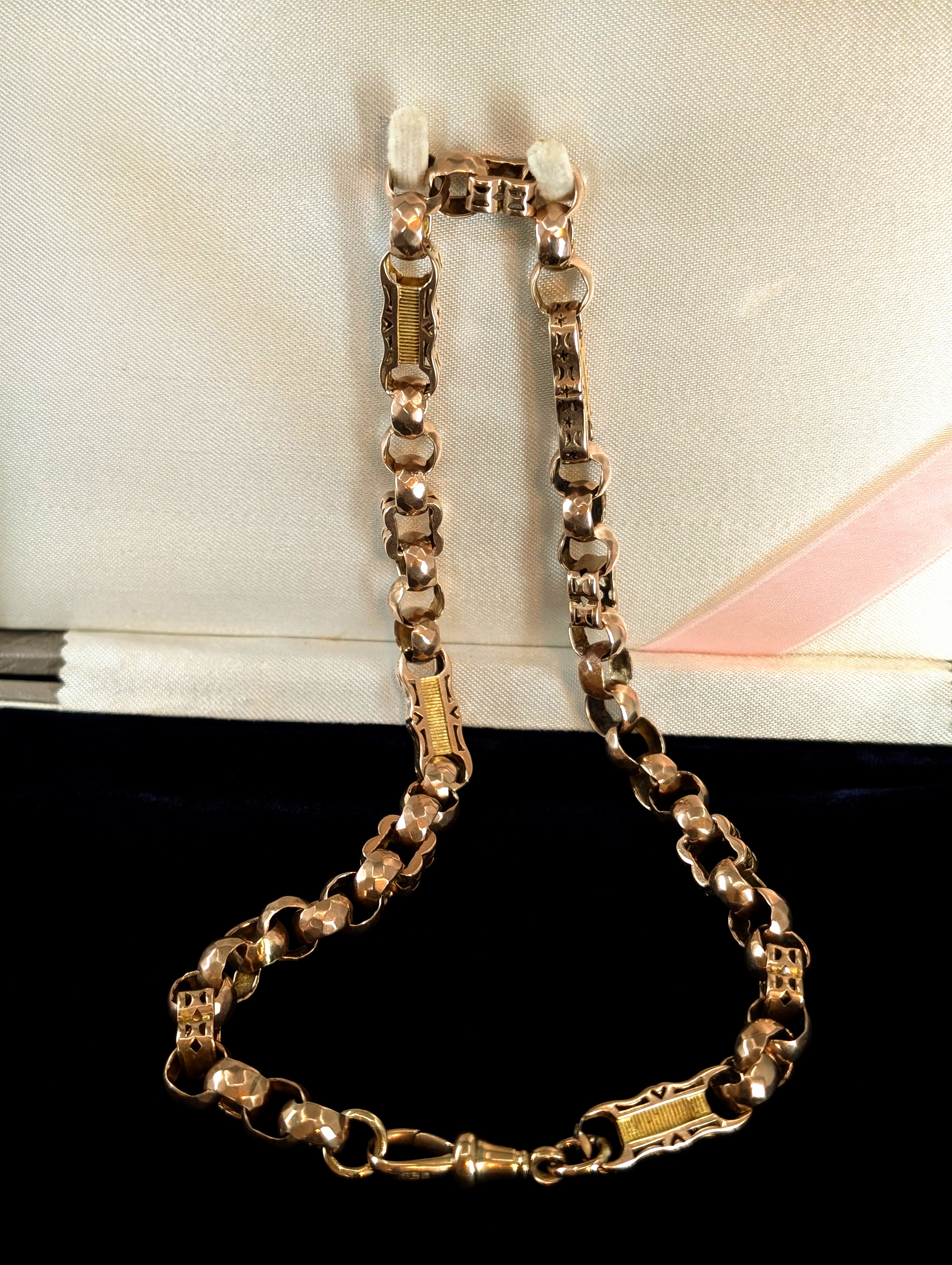 Rare Antique Star Link Watch Chain with Dog Clip