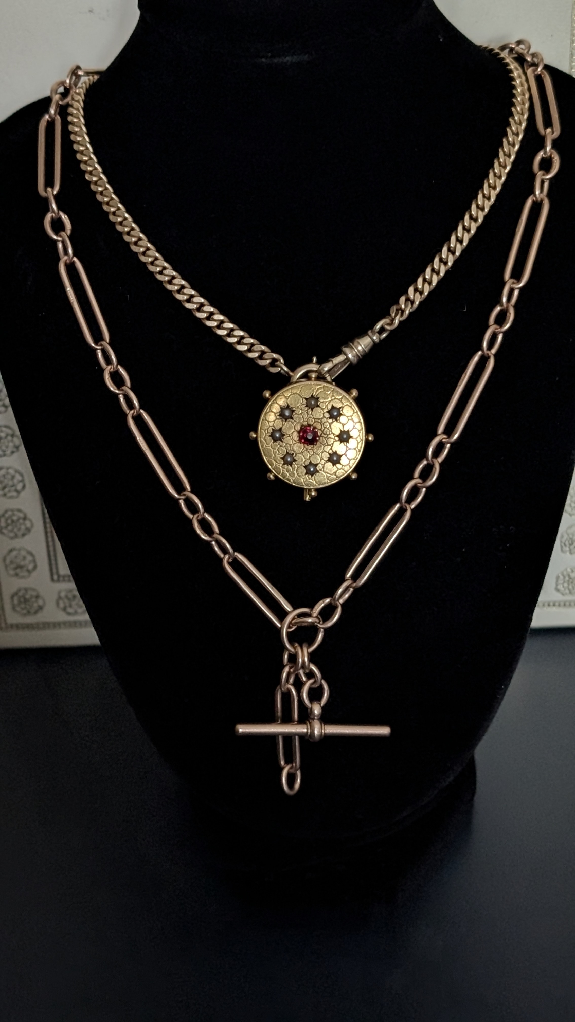 Antique 20k Tourmaline and Seed Pearl Brooch