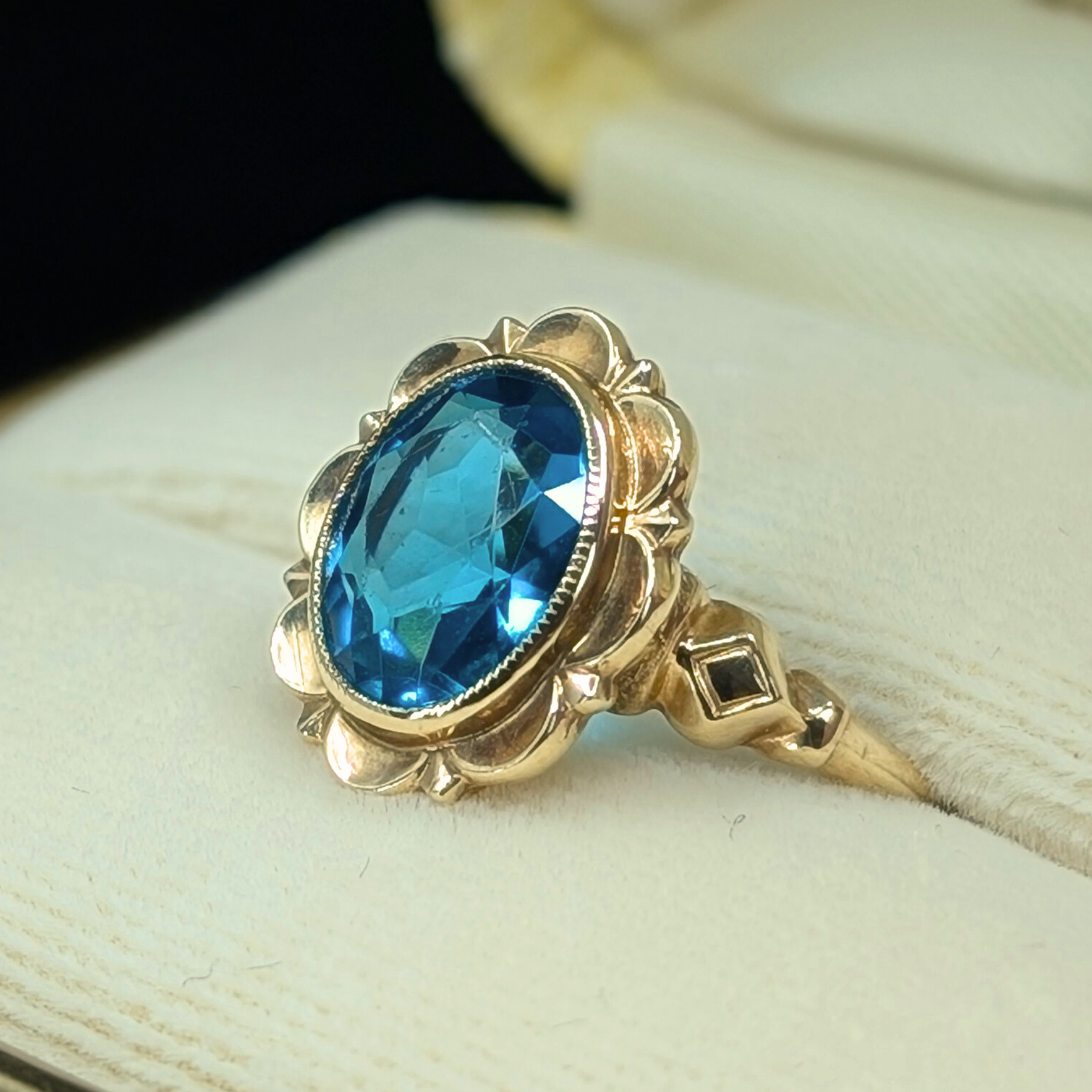 Antique Blue Glass Engagement Ring