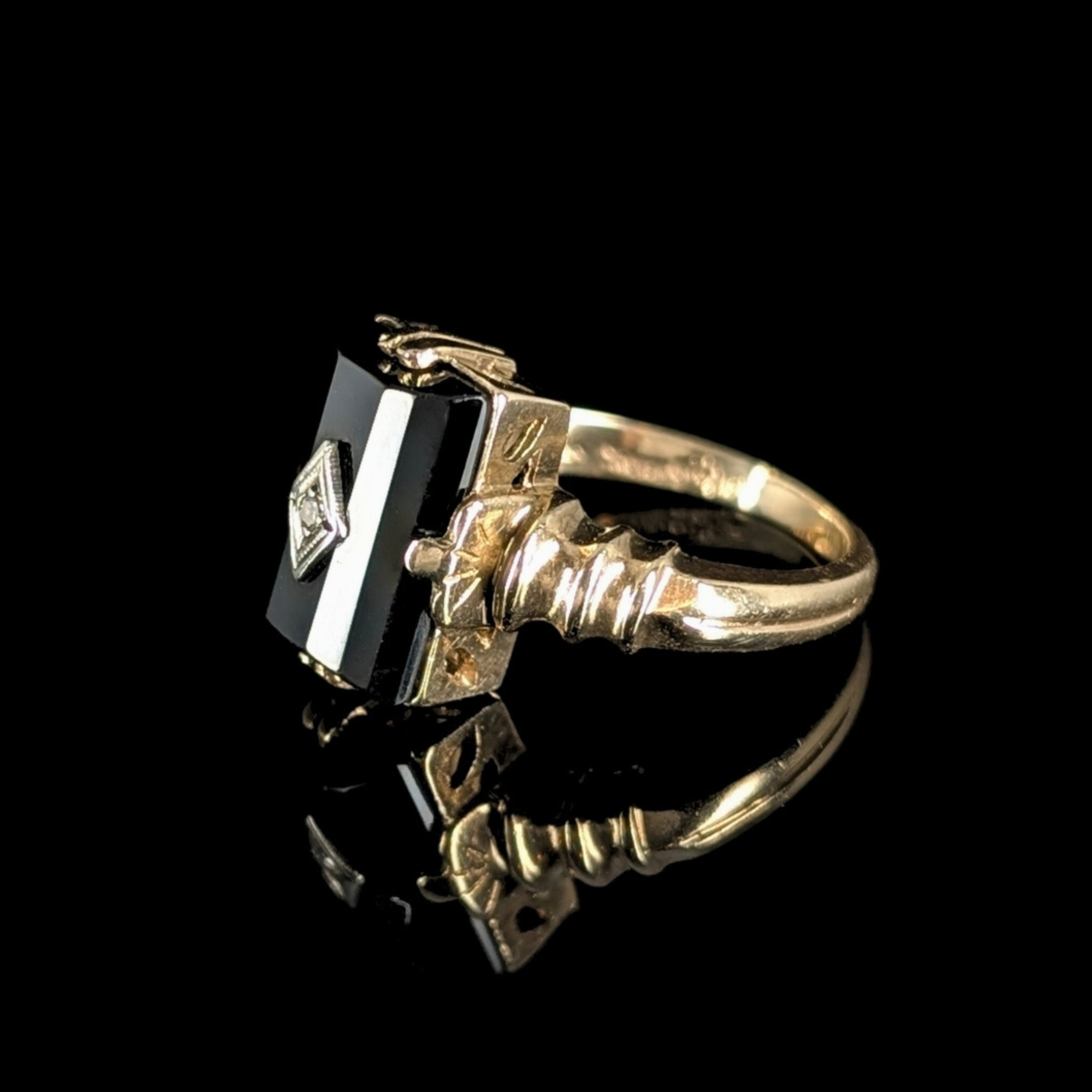 Antique Onyx & Diamond Ring