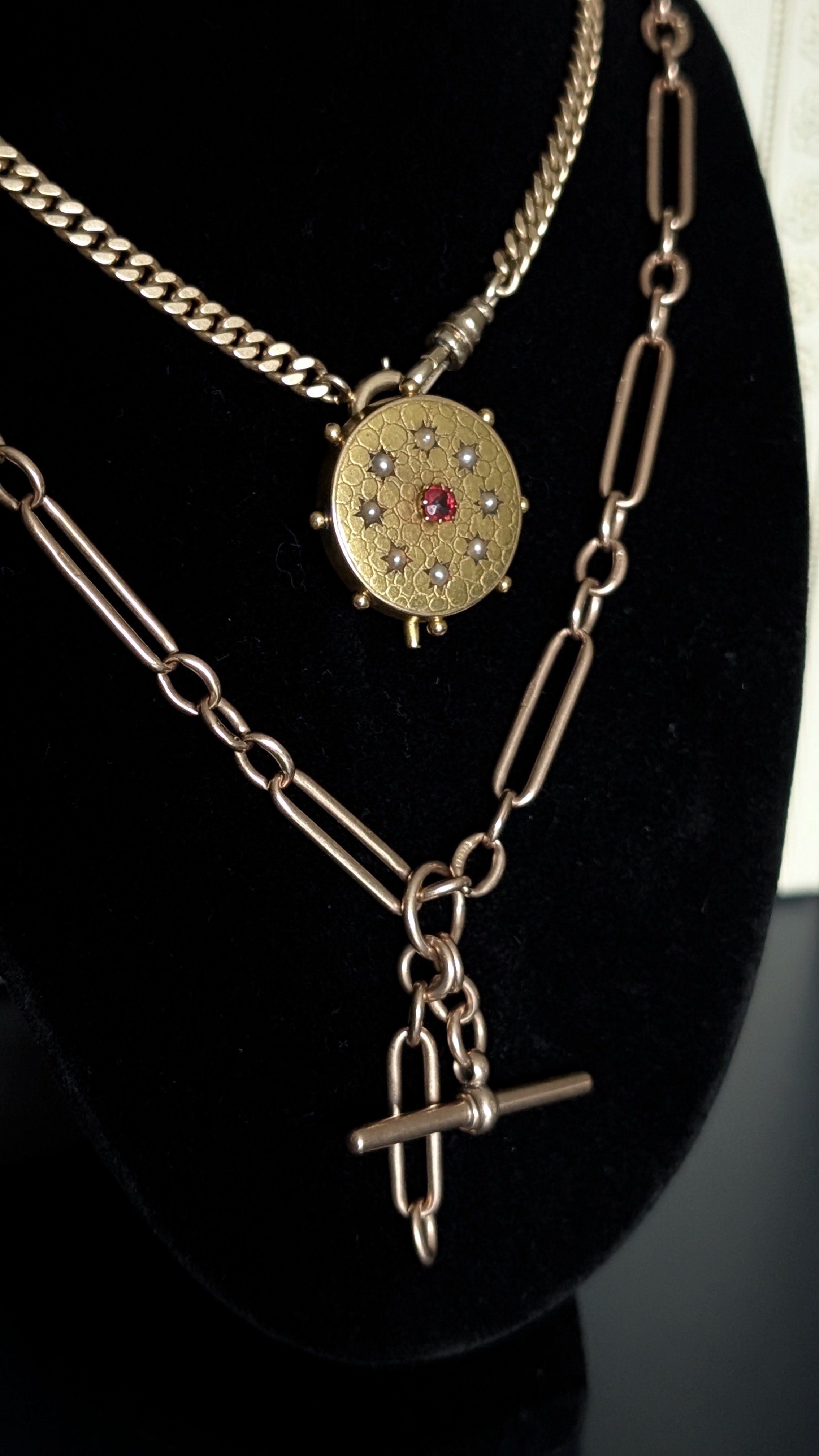 Antique 20k Tourmaline and Seed Pearl Brooch