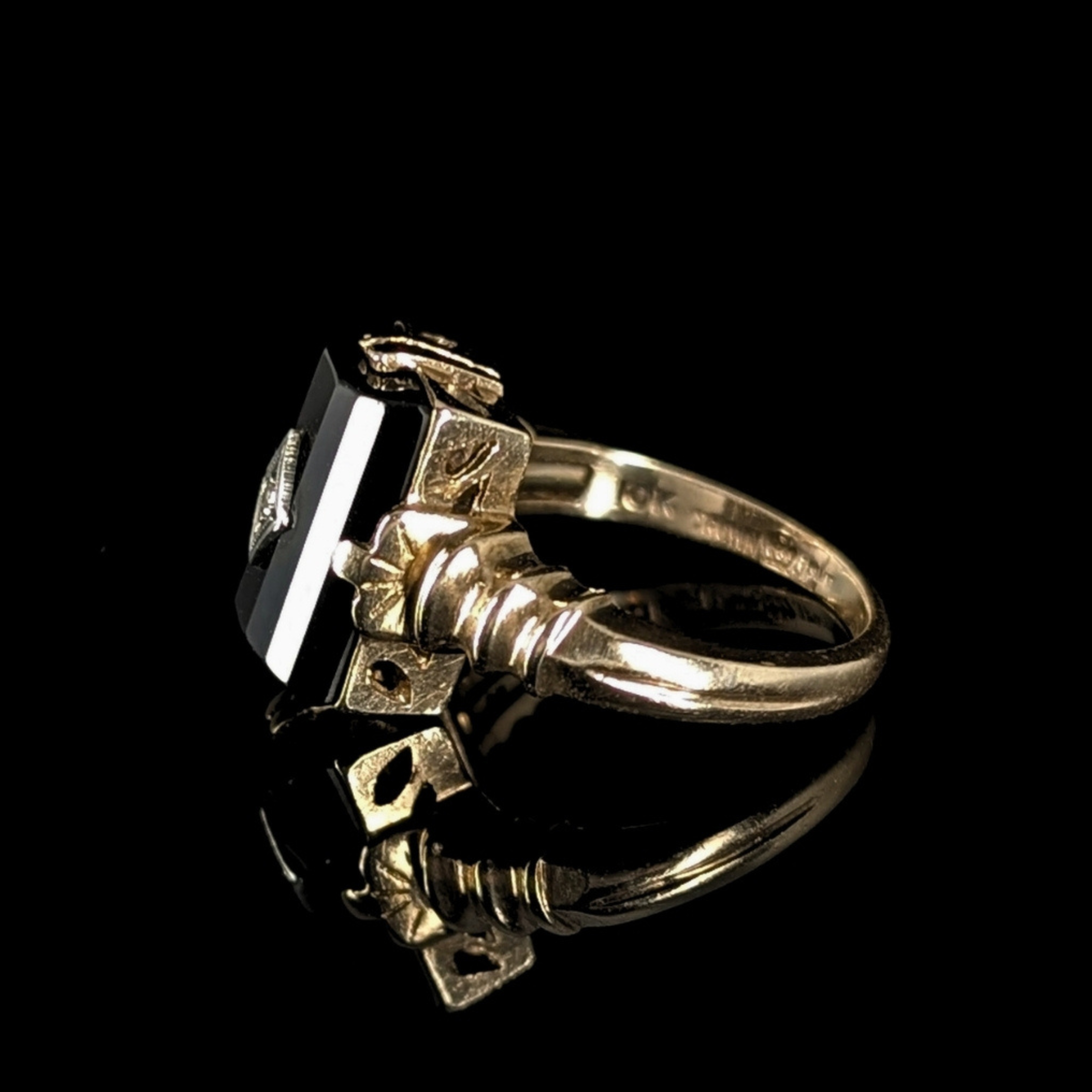 Antique Onyx & Diamond Ring