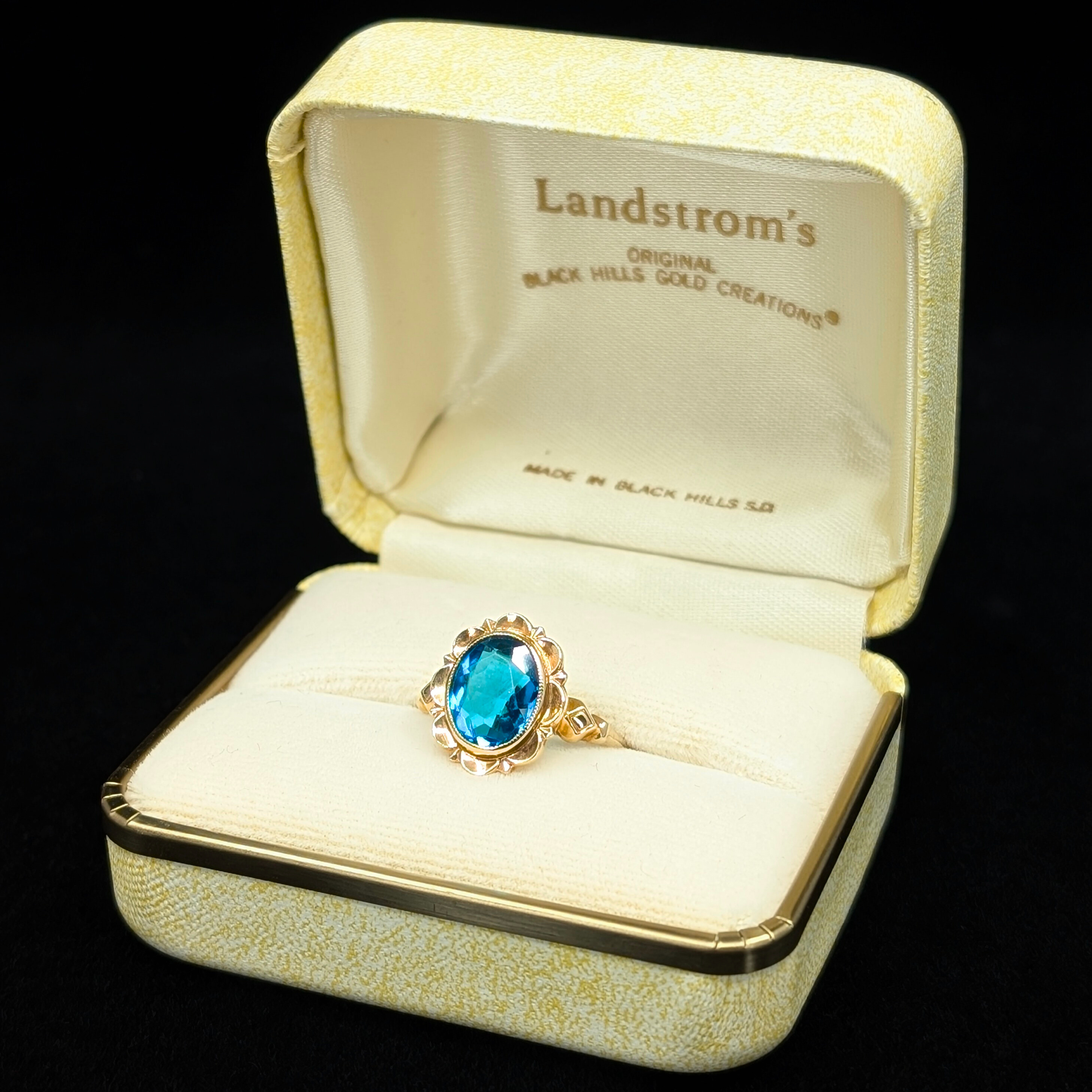Antique Blue Glass Engagement Ring