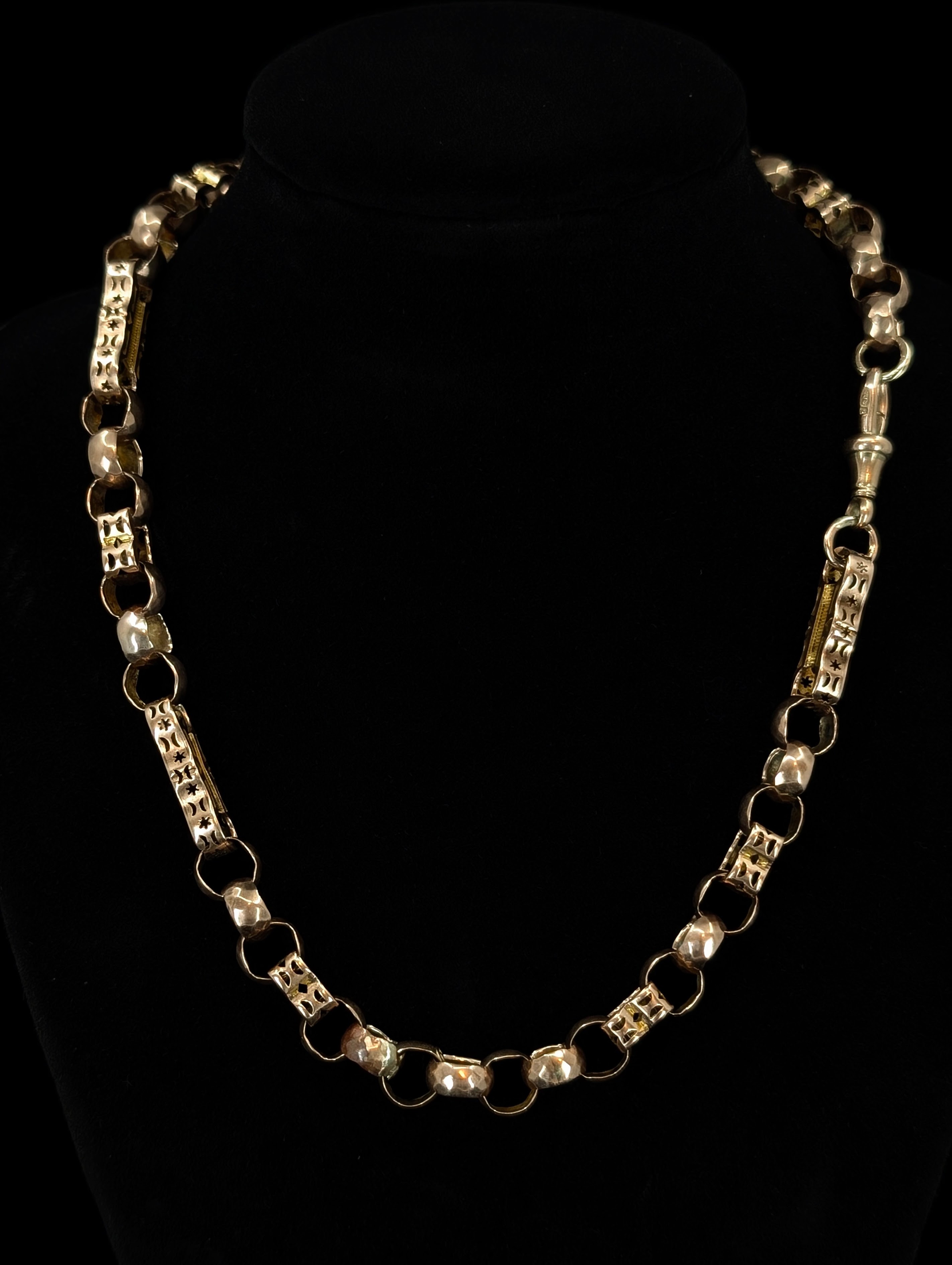 Rare Antique Star Link Watch Chain with Dog Clip