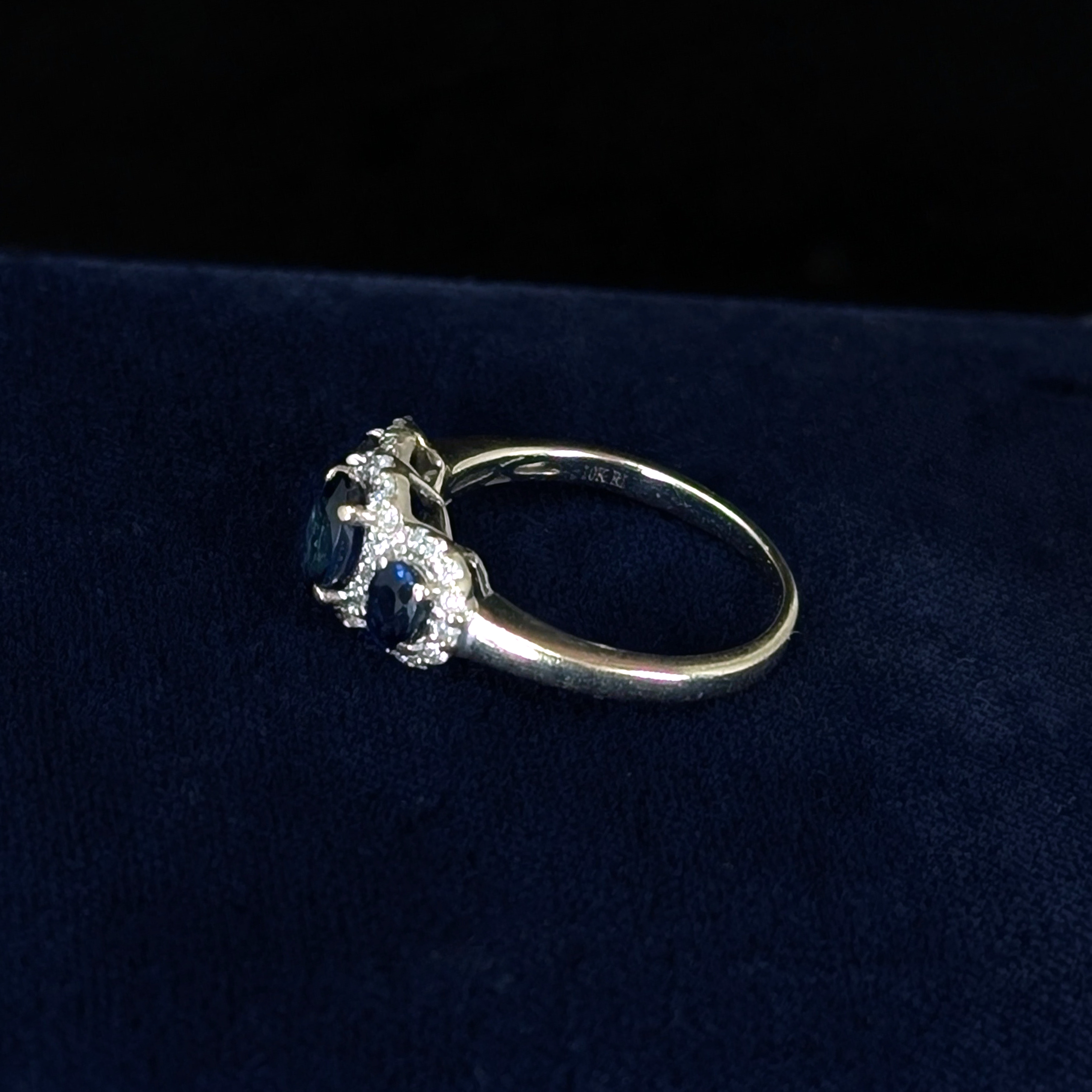 Natural Sapphire Trio & Diamond Ring