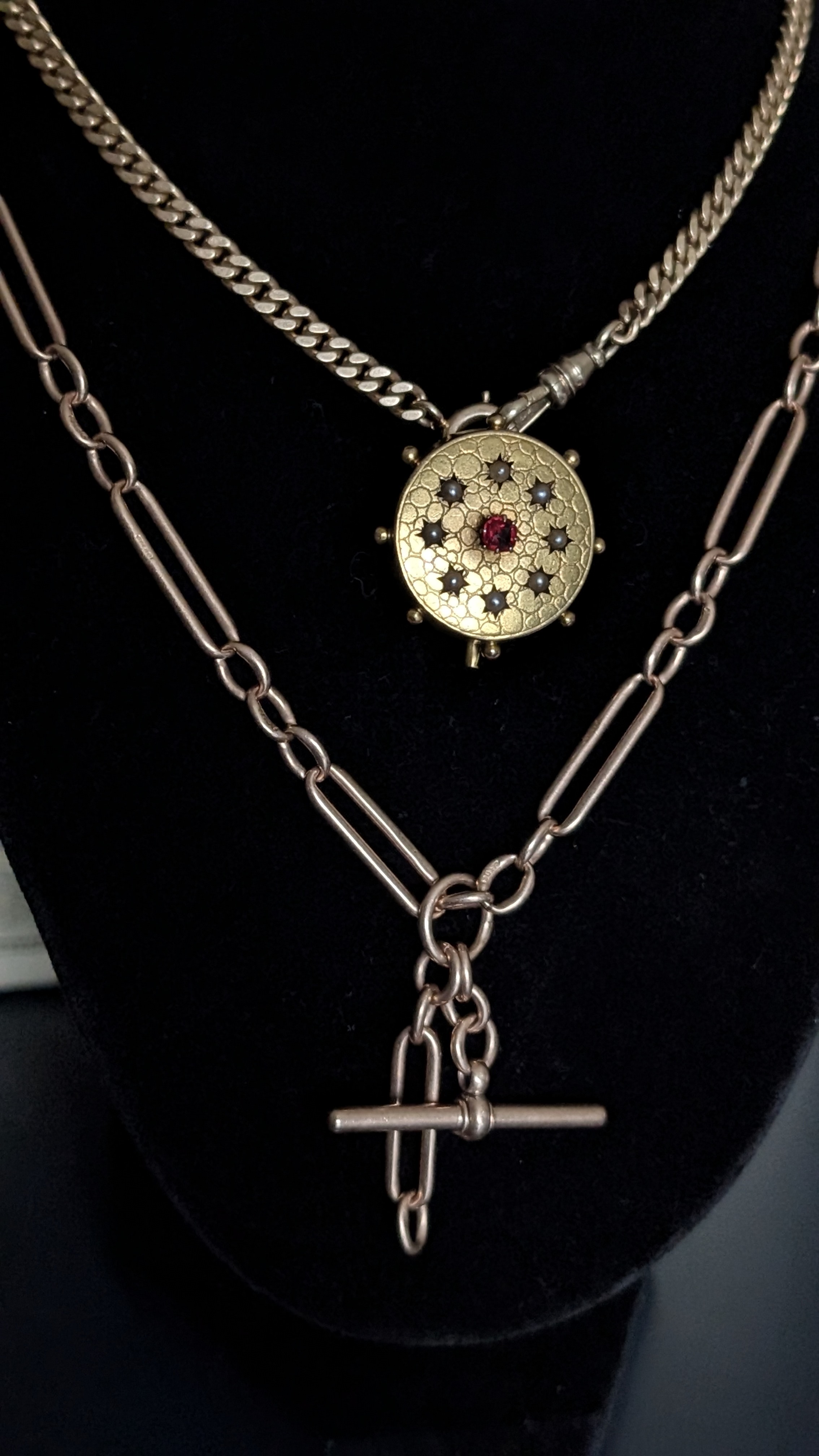 Antique 20k Tourmaline and Seed Pearl Brooch