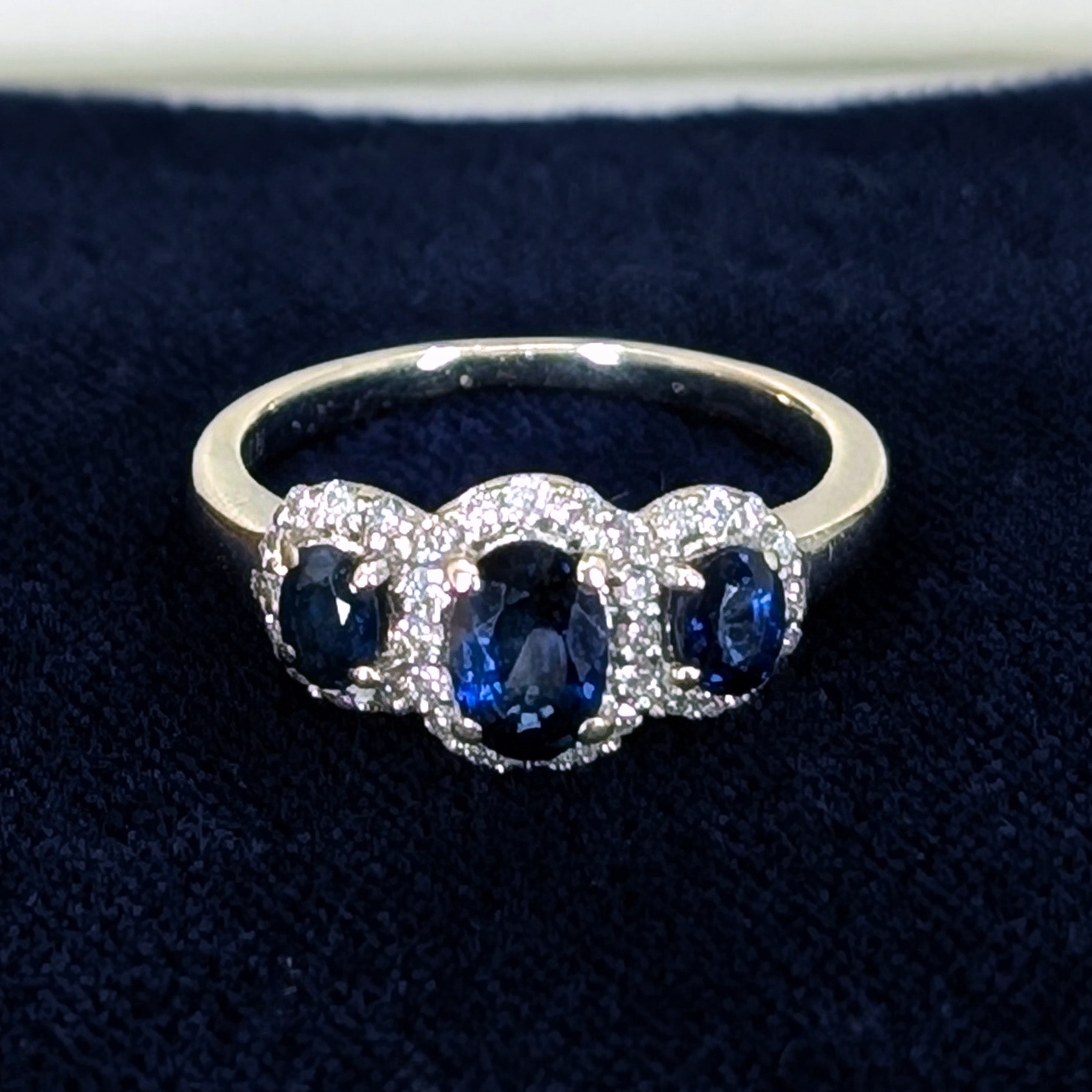 Natural Sapphire Trio & Diamond Ring