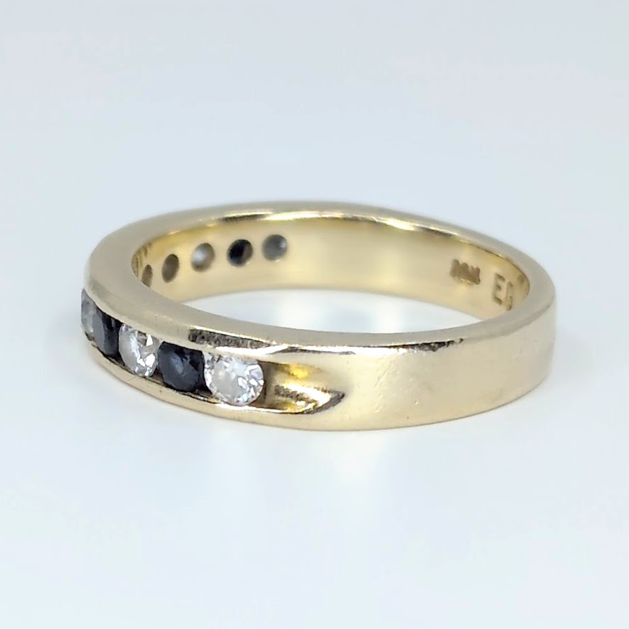 14k Half Eternity Band with Sapphires and Diamonds