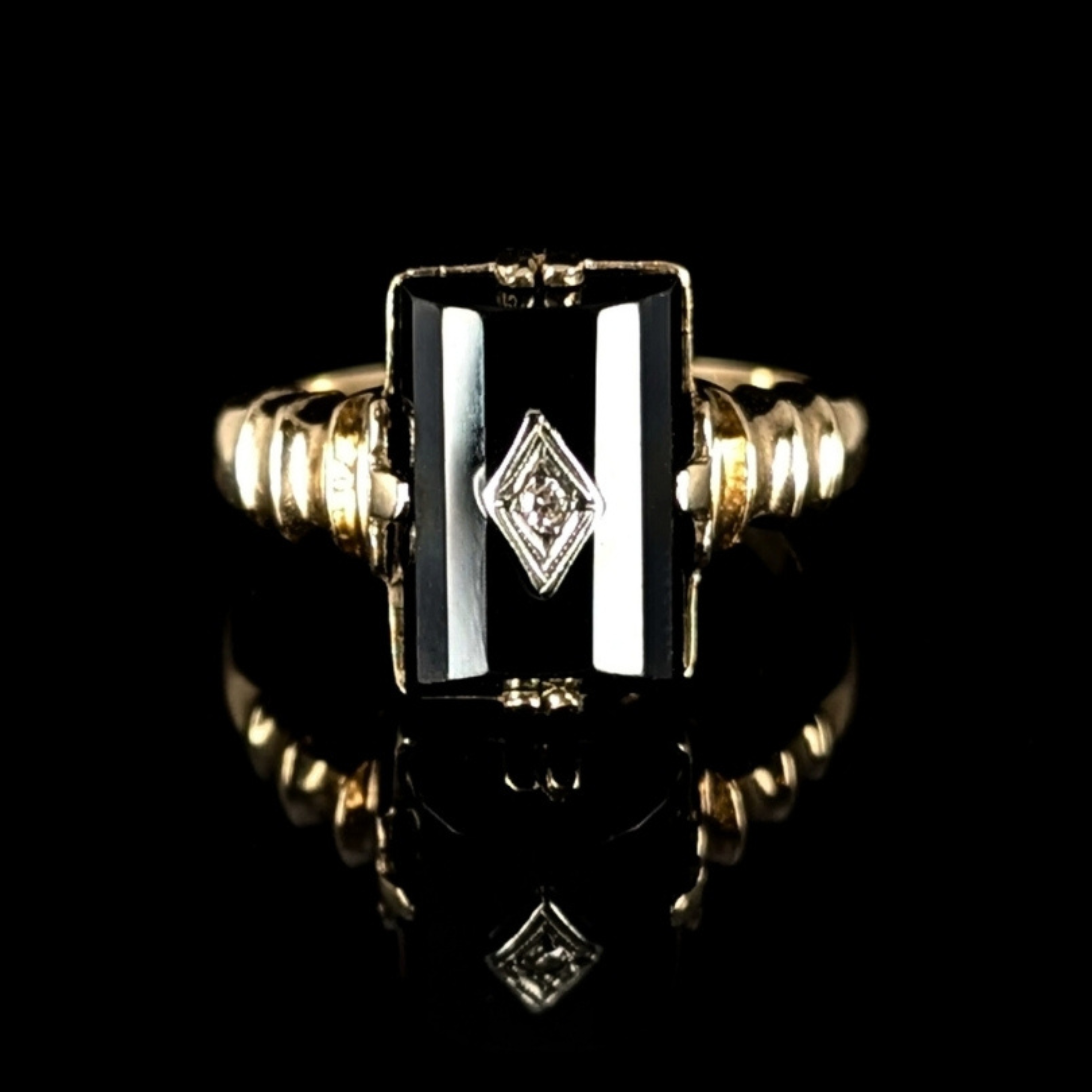 Antique Onyx & Diamond Ring