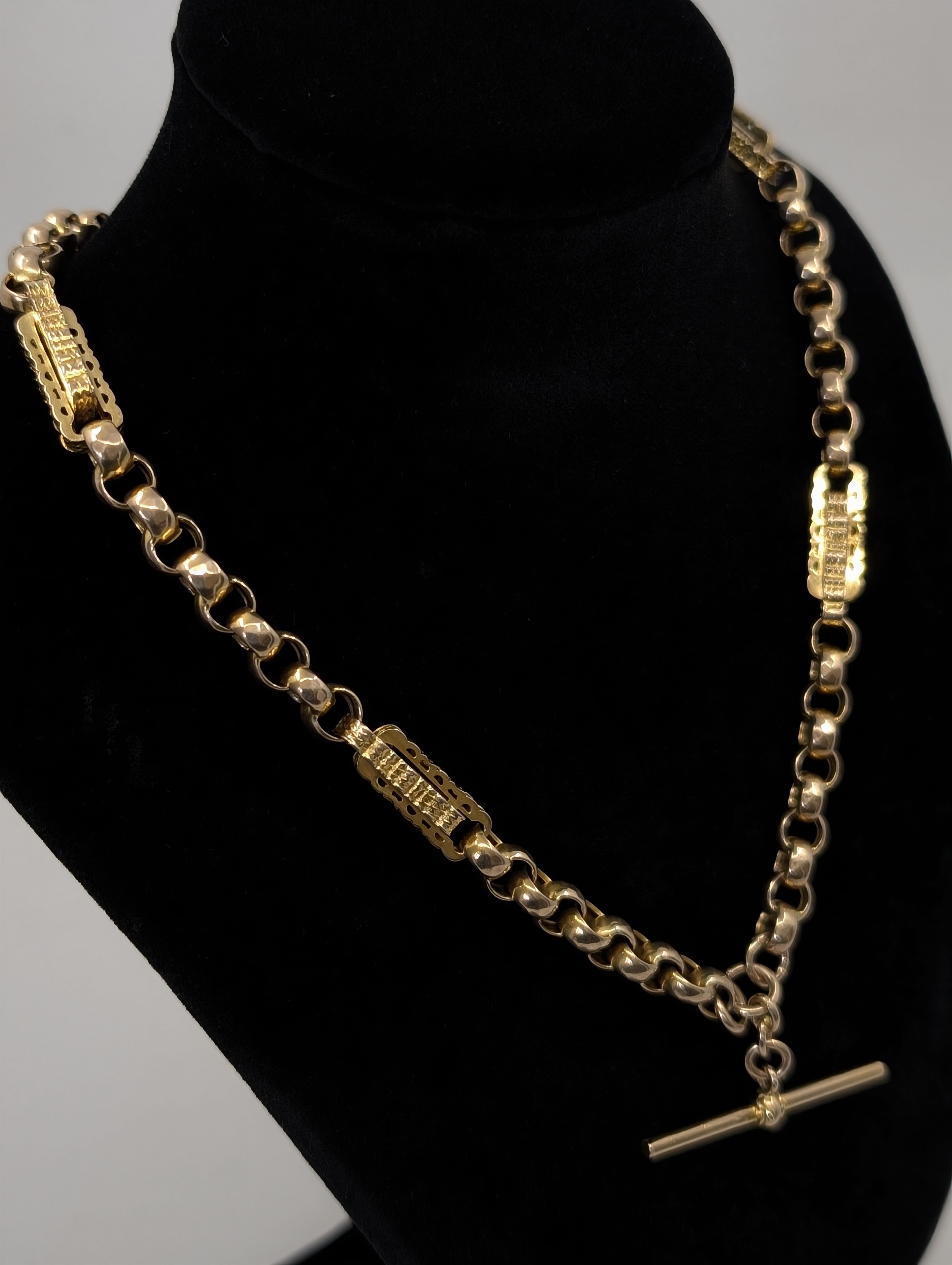 Unique Antique Chunky Star Link Watch Chain with Watch Fob Pendant