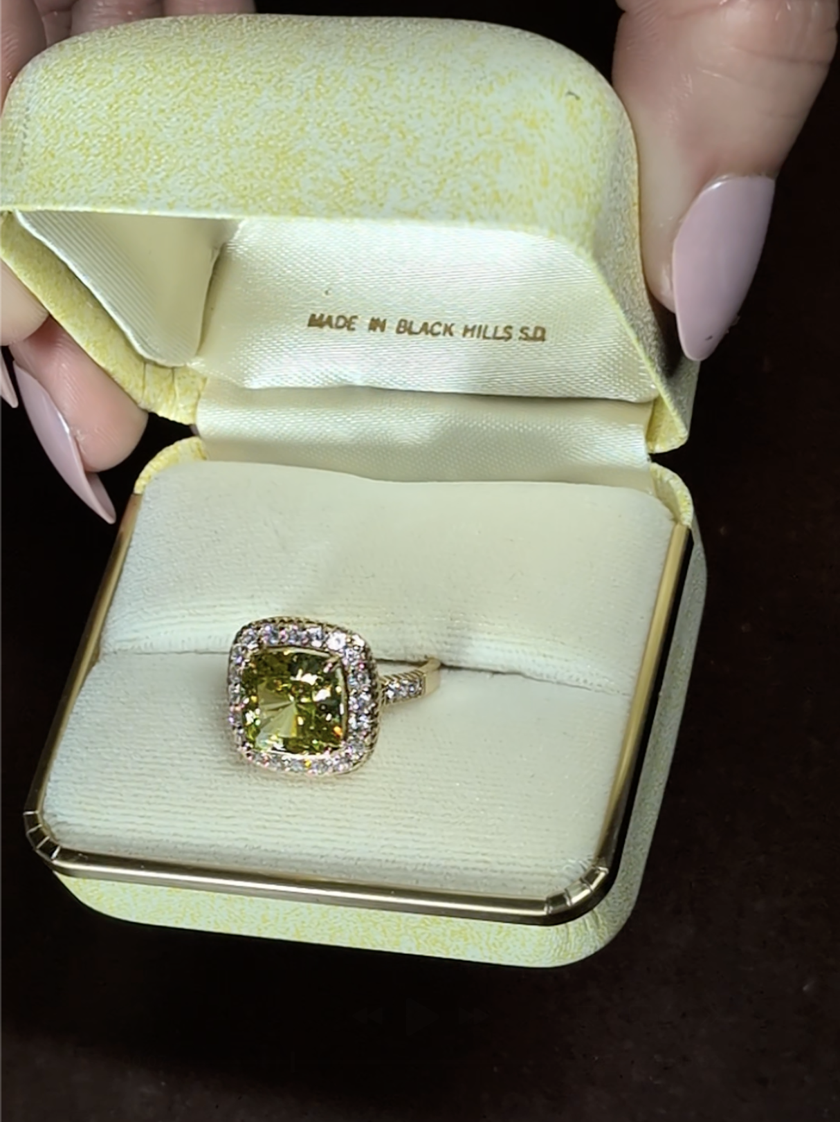 14k Cushion Cut Peridot Ring