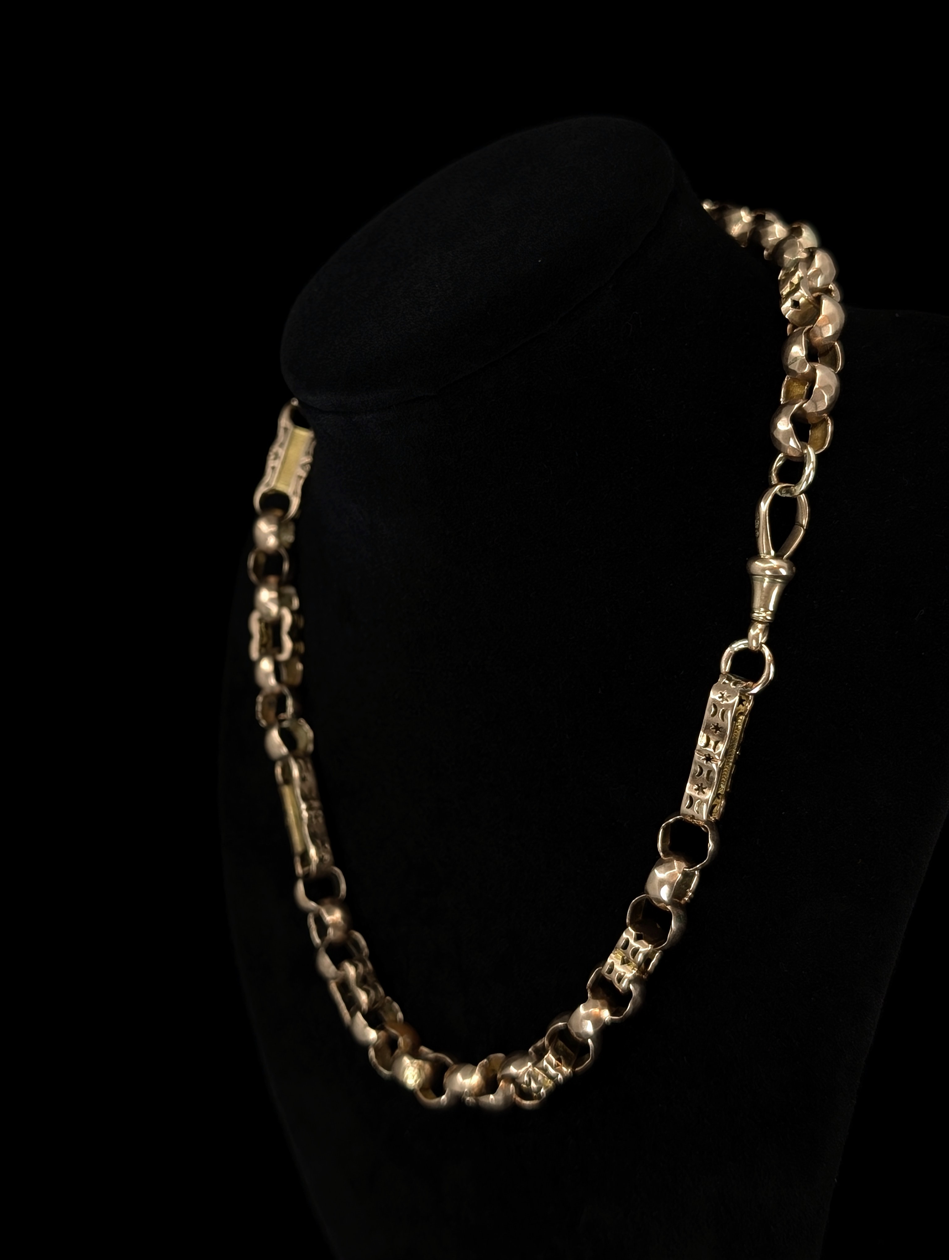 Rare Antique Star Link Watch Chain with Dog Clip