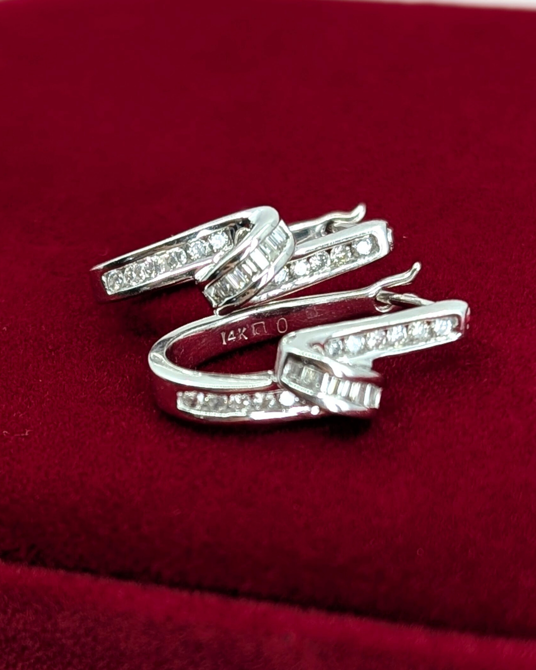 14K White Gold Diamond Earrings