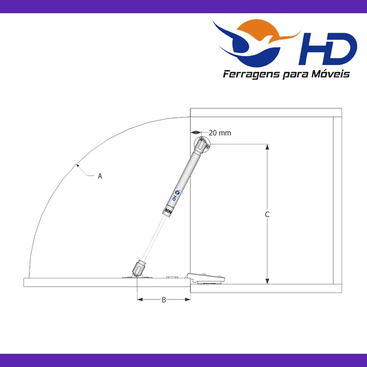 Pistão a Gás Cinza Força Inversa 40N HD