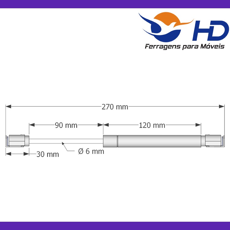 Pistão a Gás Cinza Força Inversa 40N HD