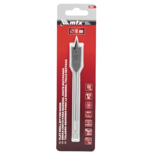 BROCA CHATA PARA MADEIRA, 16MM, 150MM, 1PC // MTX
