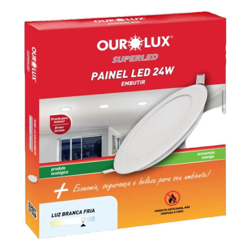 PAINEL SUPERLED 24W 6500K(Luz Branca Fria) BIV Embutir Redondo