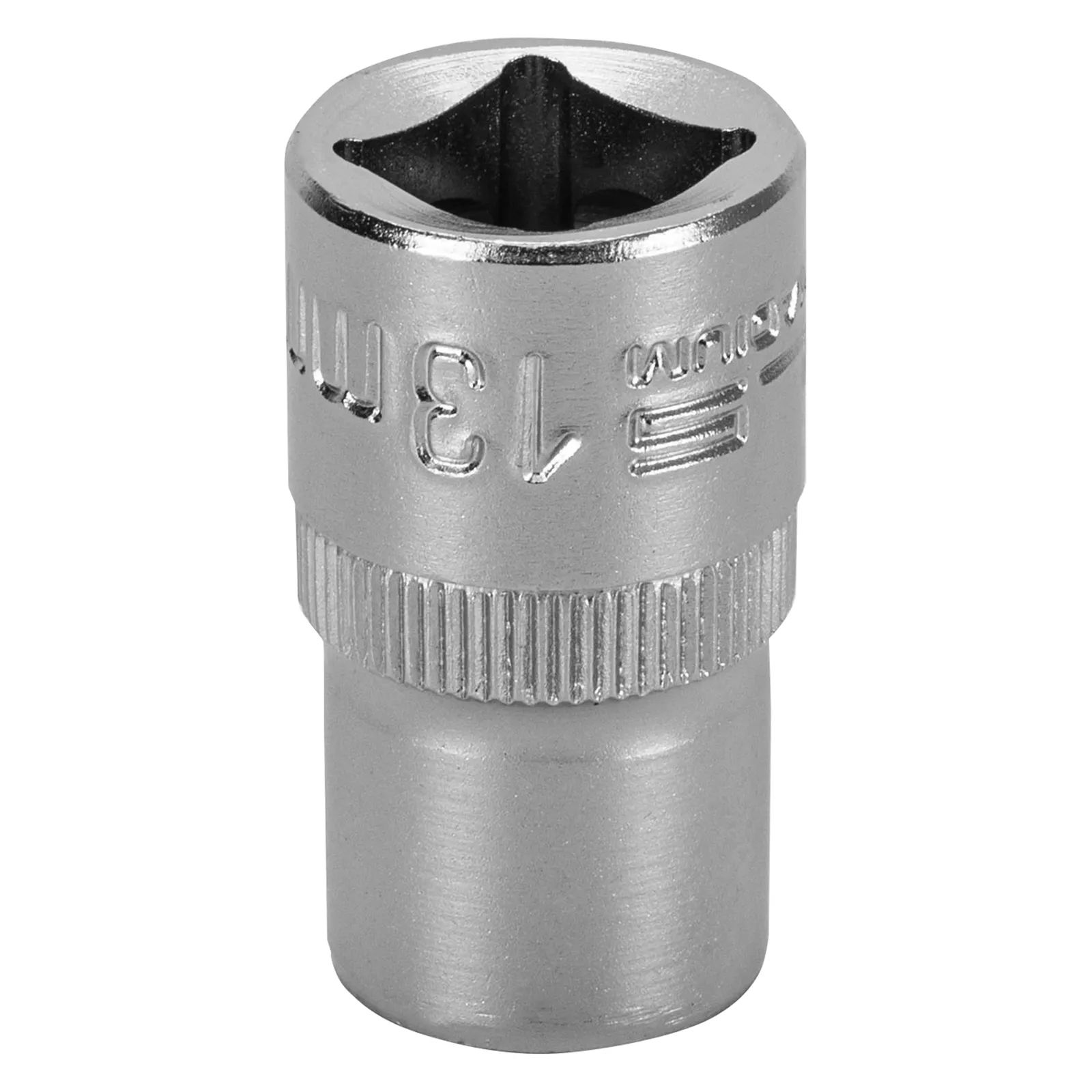 SOQUETE ESTRIADO ENCAIXE 1/2POL., CROMO VANADIO, COM CLIPS PLASTICO, 13MM, 1PC // STELS