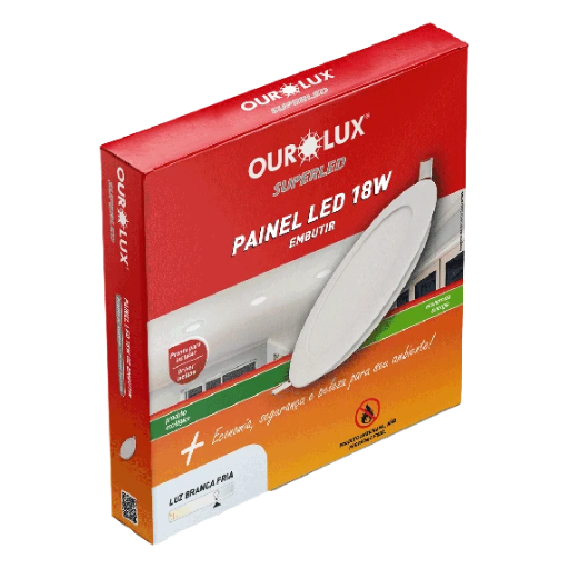 PAINEL SUPERLED 18W 6500K(Luz Branca Fria) BIV Embutir Redondo