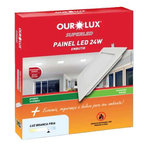 PAINEL SUPERLED 24W 6500K(Luz Branca Fria) BIV Embutir Quadrado