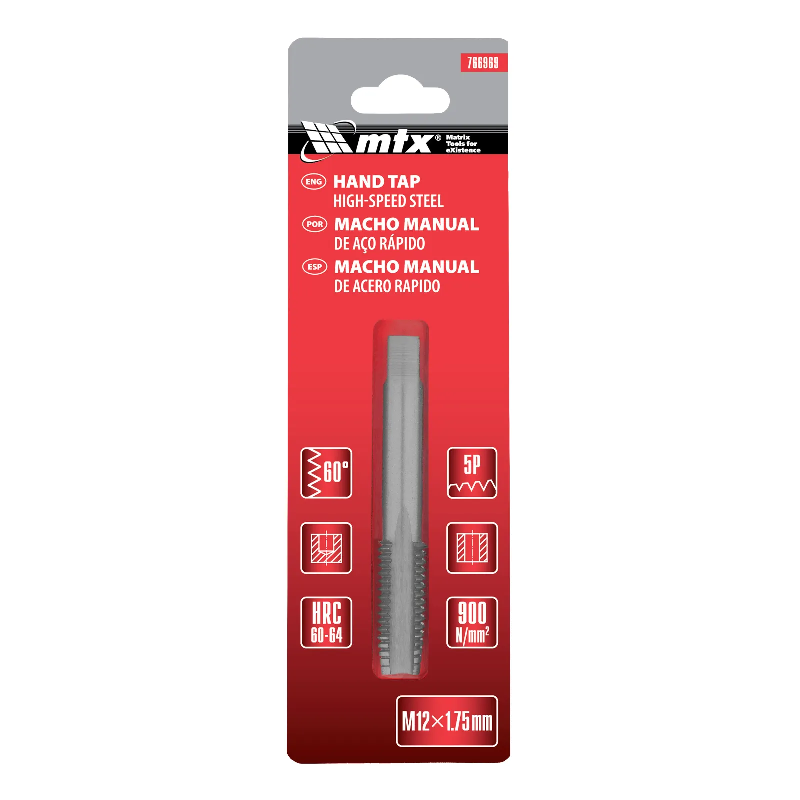 MACHO MANUAL, ACO RAPIDO, M12 X 1,75MM, 1PC // MTX