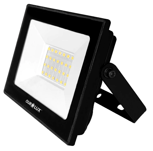 Refletor Superled Projetor Slim 30W Preto 6500K(Luz Branca Fria)