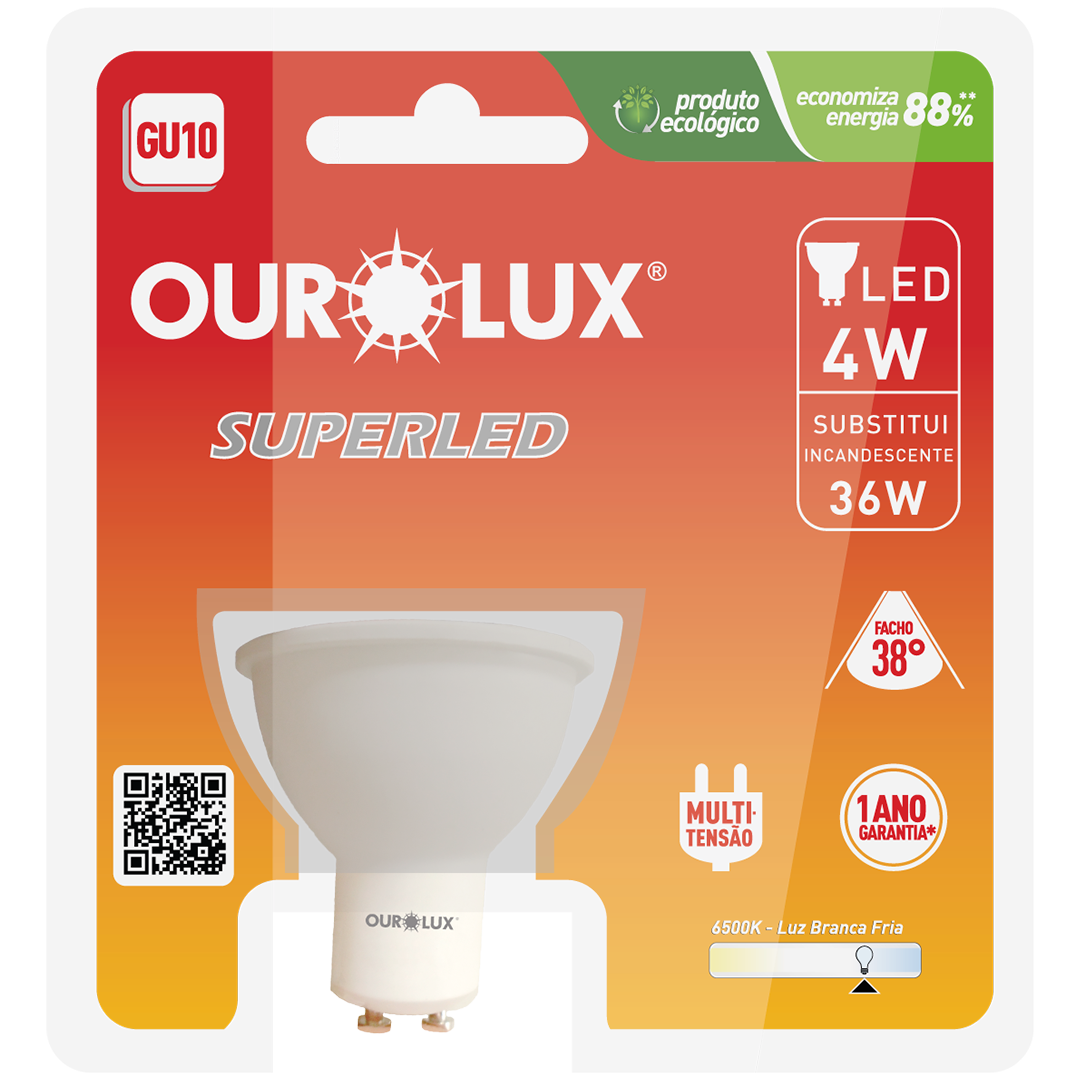 Lâmpada Superled GU10 4W BIV 6500K 38º