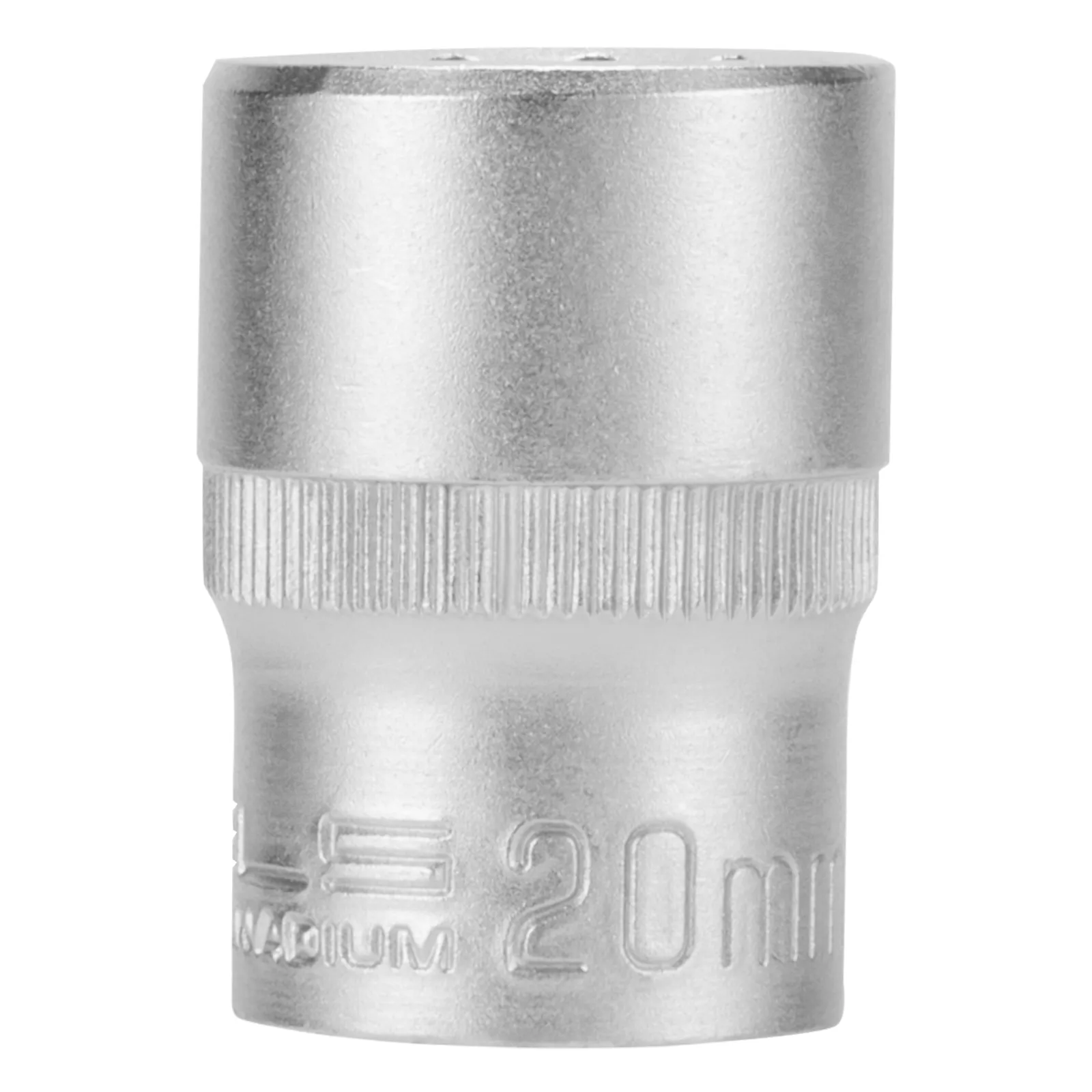 SOQUETE ESTRIADO ENCAIXE 1/2POL., CROMO VANADIO, COM CLIPS PLASTICO, 20MM, 1PC // STELS